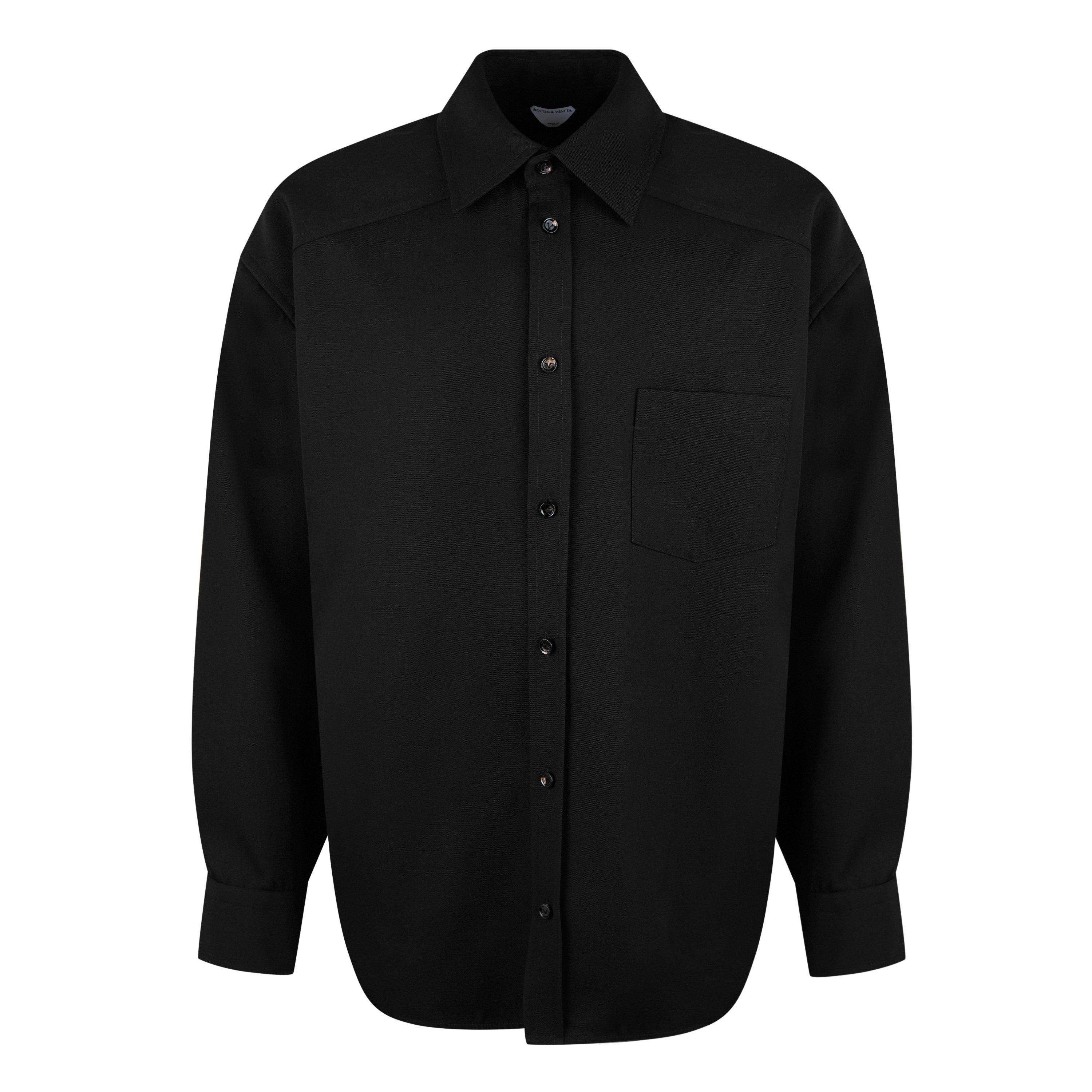 Black - Bottega Veneta - Men's Twill Wool Long Sleeve Oversized Fit Overshirt - 1