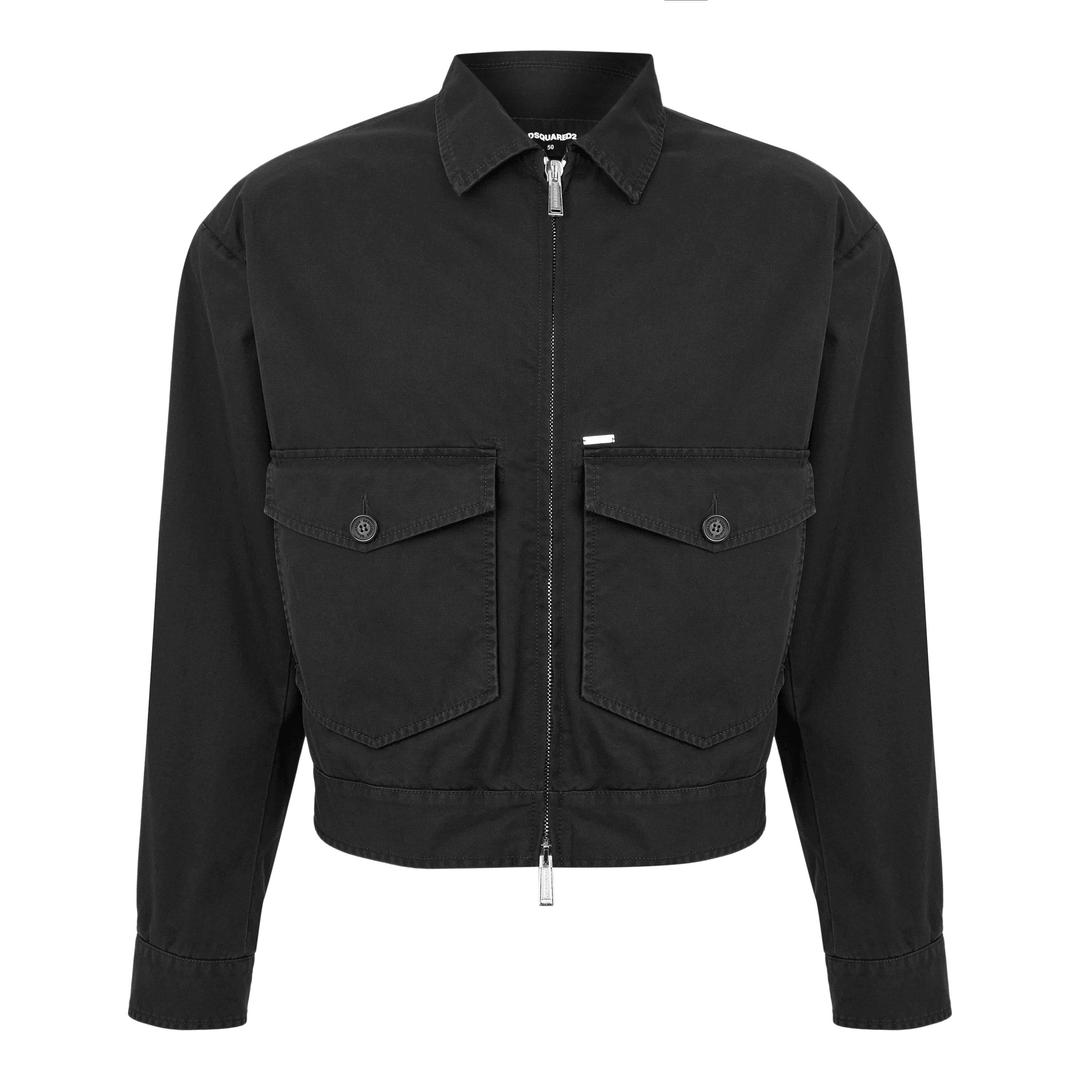 DSquared2 Men's Easy Cotton Kaban Cotton Long Sleeve Overshirt - Black - M