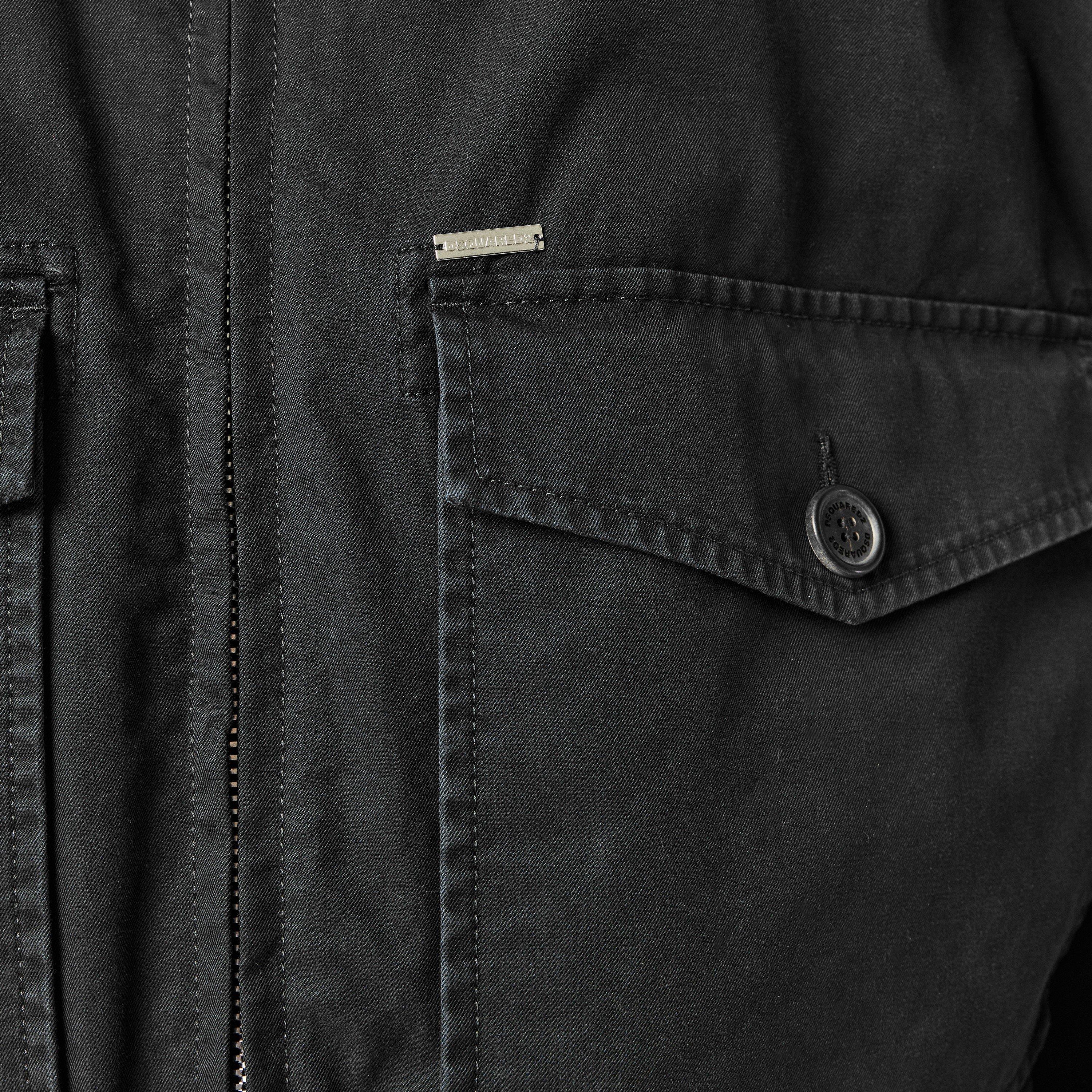 Black - DSquared2 - Men's Easy Cotton Kaban Cotton Long Sleeve Overshirt - 5