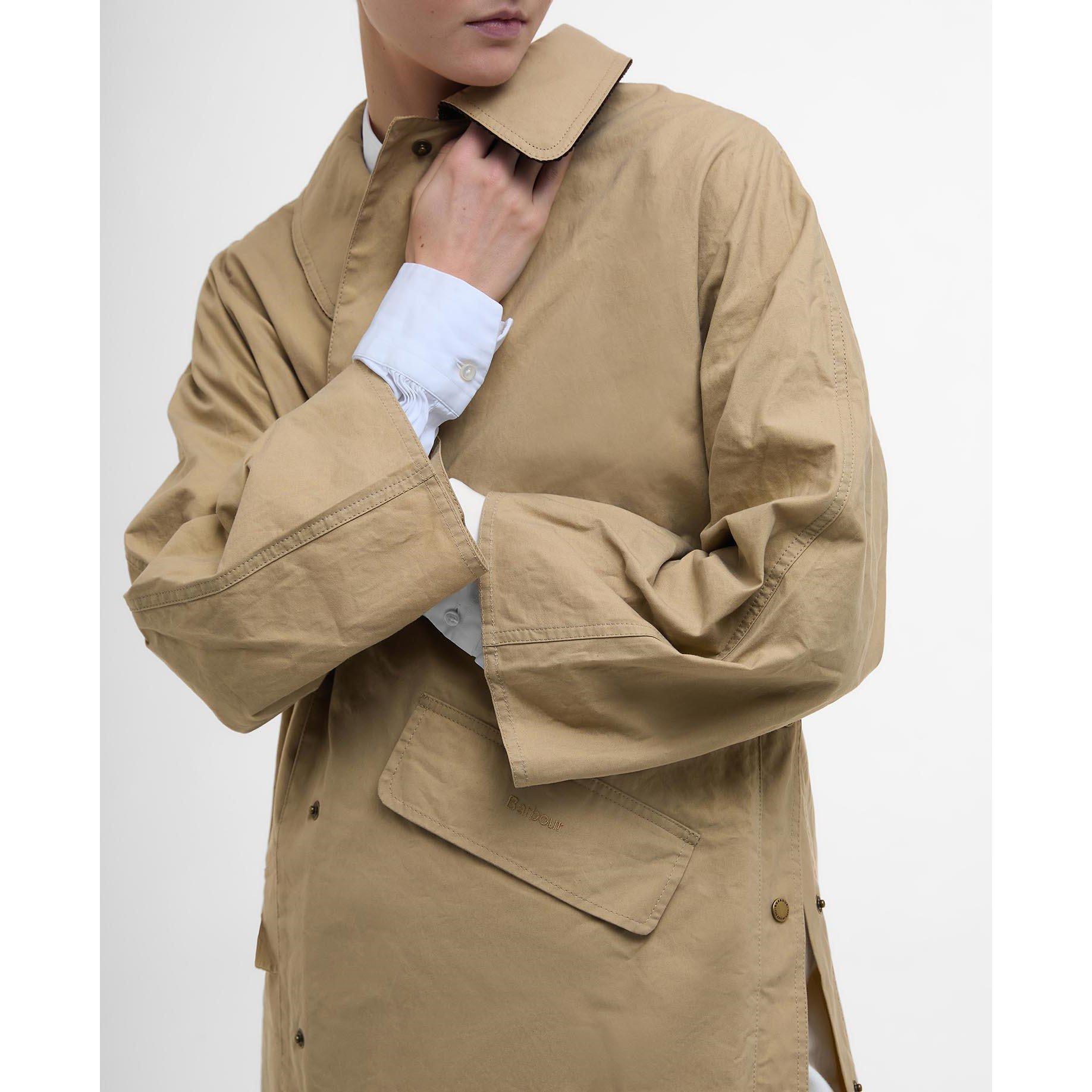 Beige/M Tart - Barbour - Women's Lizzy Showerproof Waterproof Calf Length Long Sleeve Mac - 6