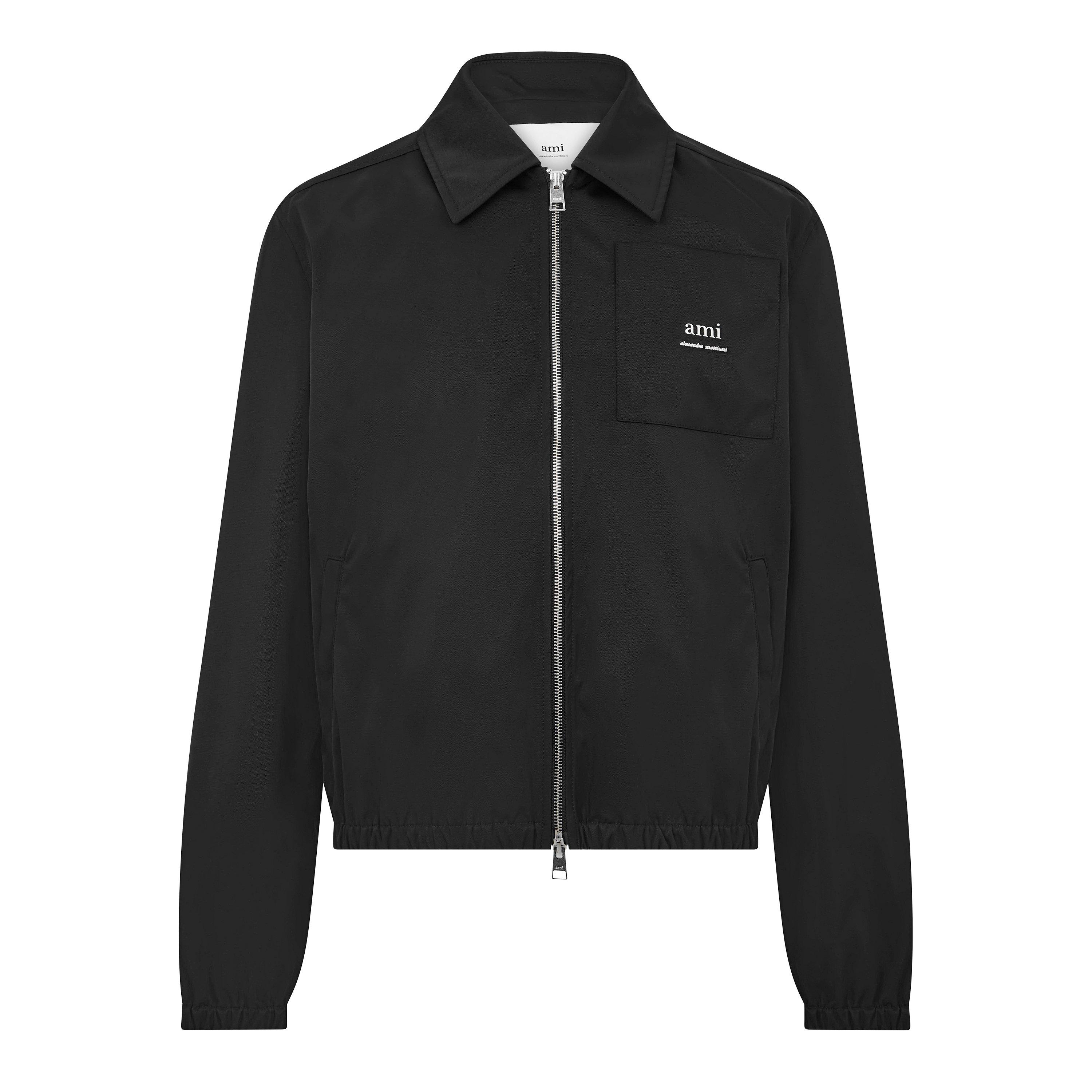 Black - Ami Paris - Men's Text Zipped Harrington Jacket - 1