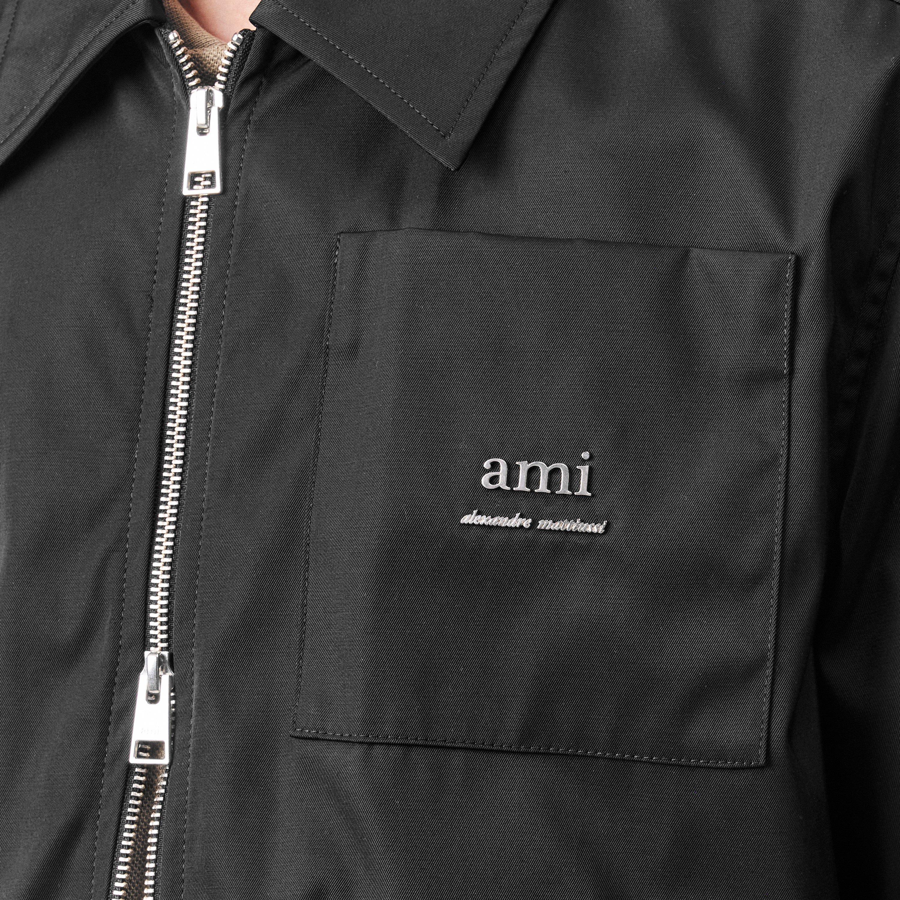 Black - Ami Paris - Men's Text Zipped Harrington Jacket - 5