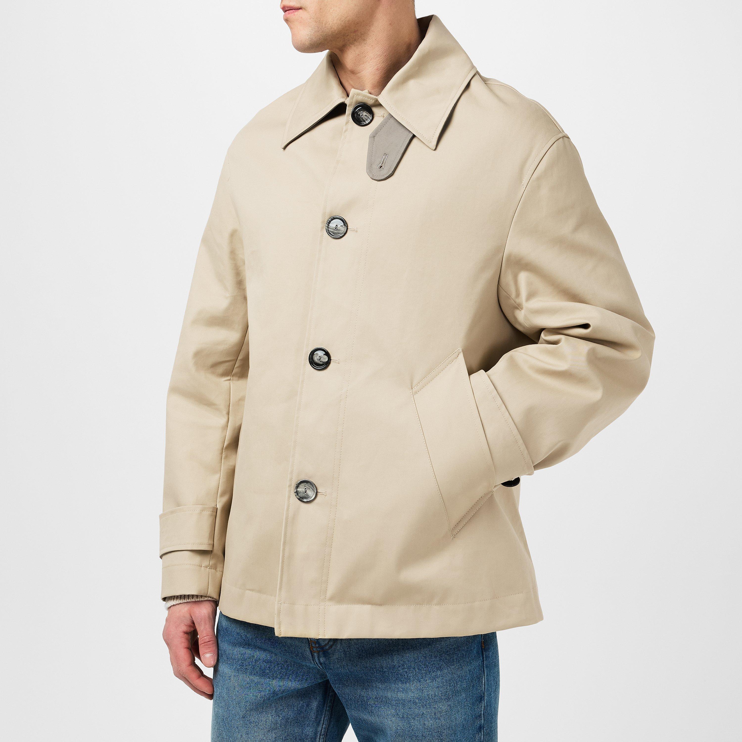 Ginger/Ash - Ami Paris - Men's Single Breasted Buttoned Cotton Long Sleeve Mid-Length Overcoat - 1