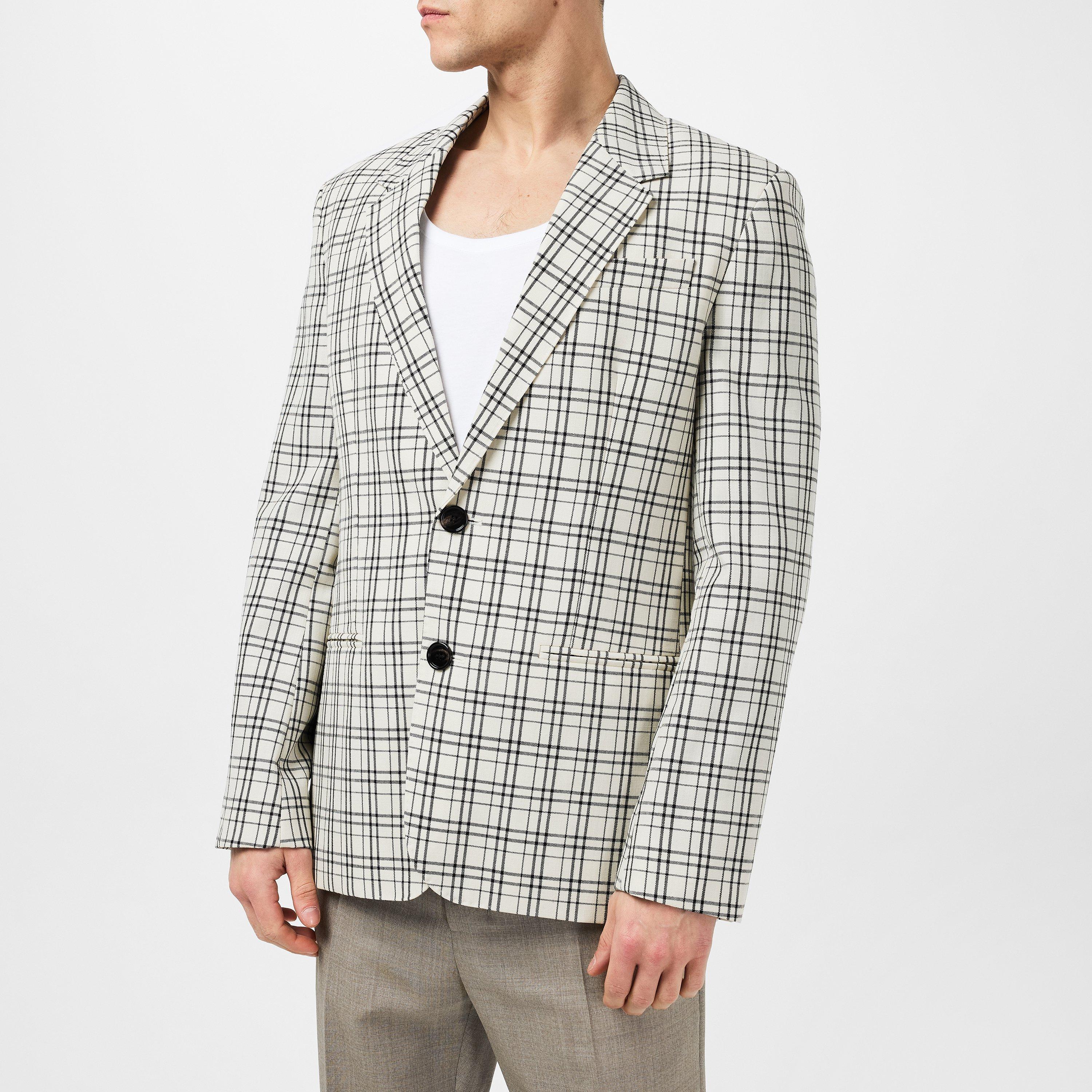 Crm/Blk - Ami Paris - Check Single Breasted Blazer - 3