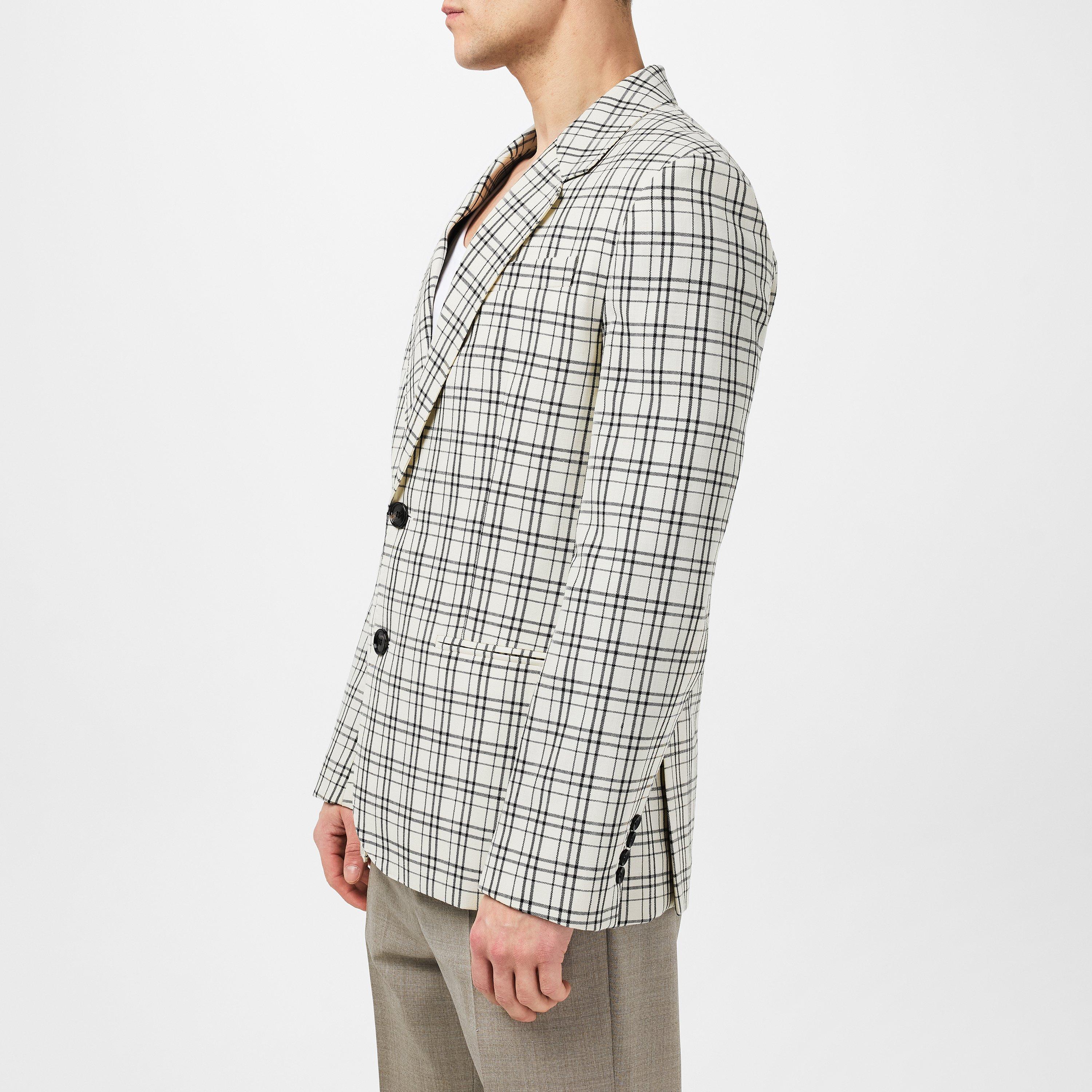 Crm/Blk - Ami Paris - Check Single Breasted Blazer - 5
