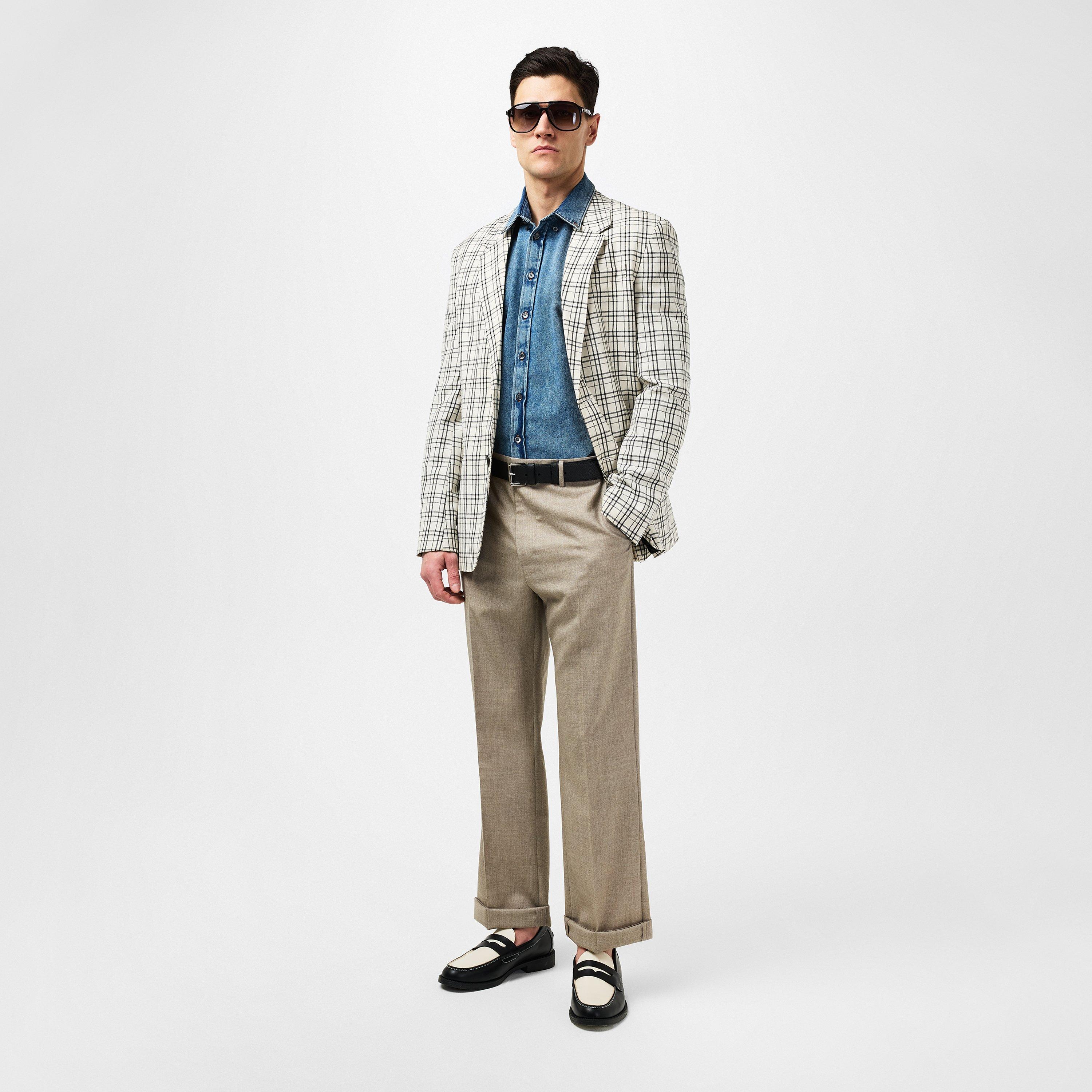 Crm/Blk - Ami Paris - Check Single Breasted Blazer - 6