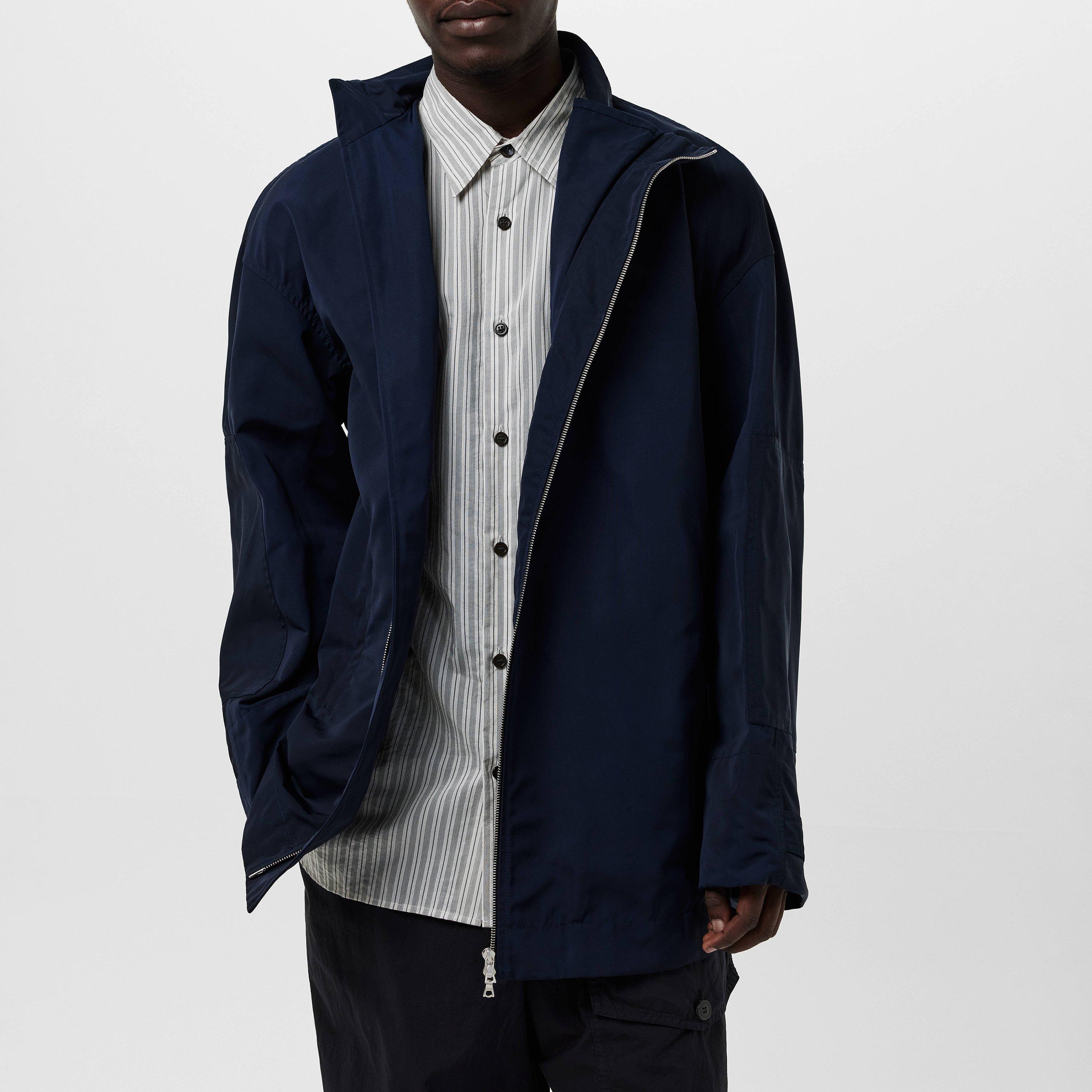 Navy - Dries Van Noten - Men's Vlair Funnel Neck Long Sleeve Full Zip Hybrid Jacket - 3