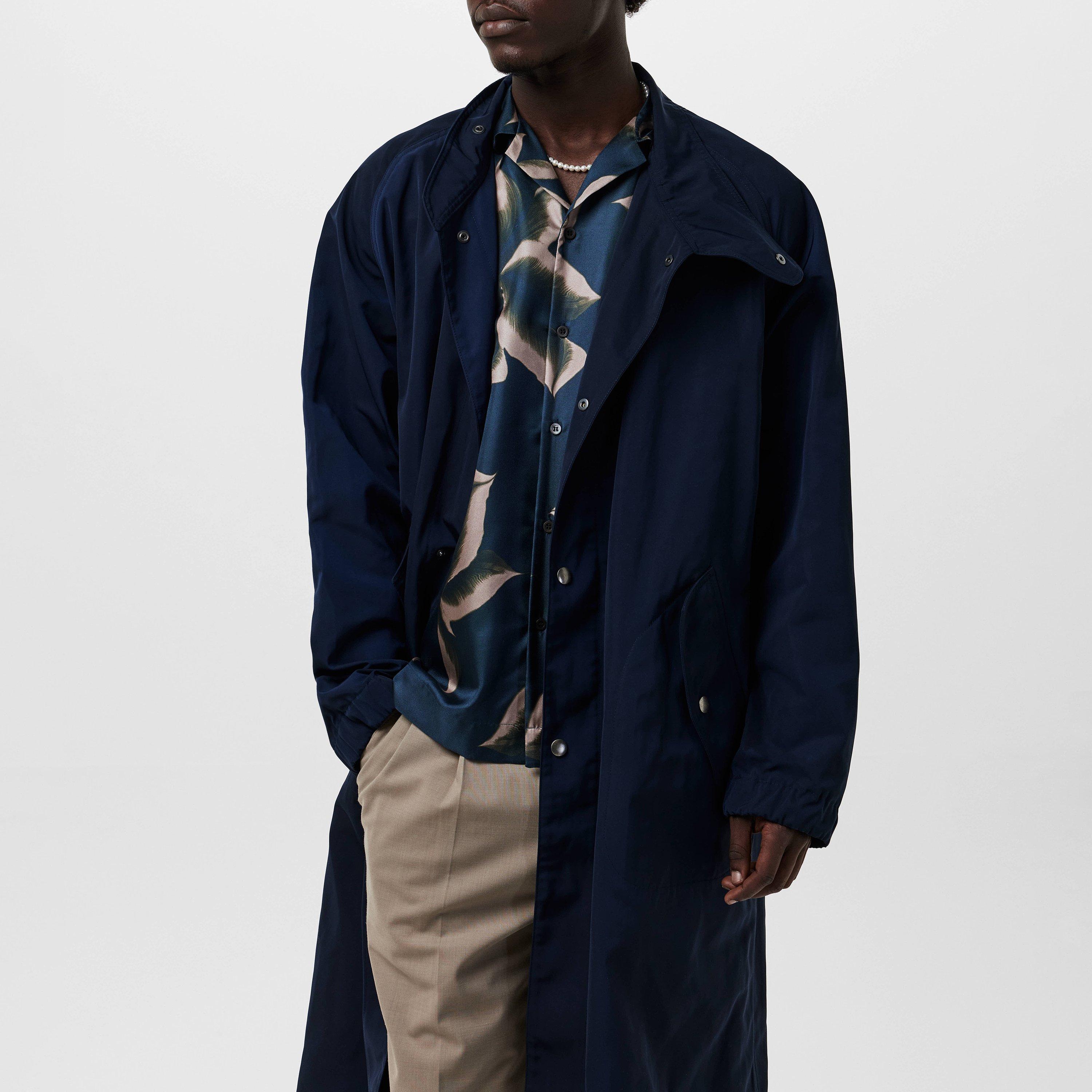 Navy - Dries Van Noten - Men's Rannon Funnel Neck Long Sleeve Overcoat - 3