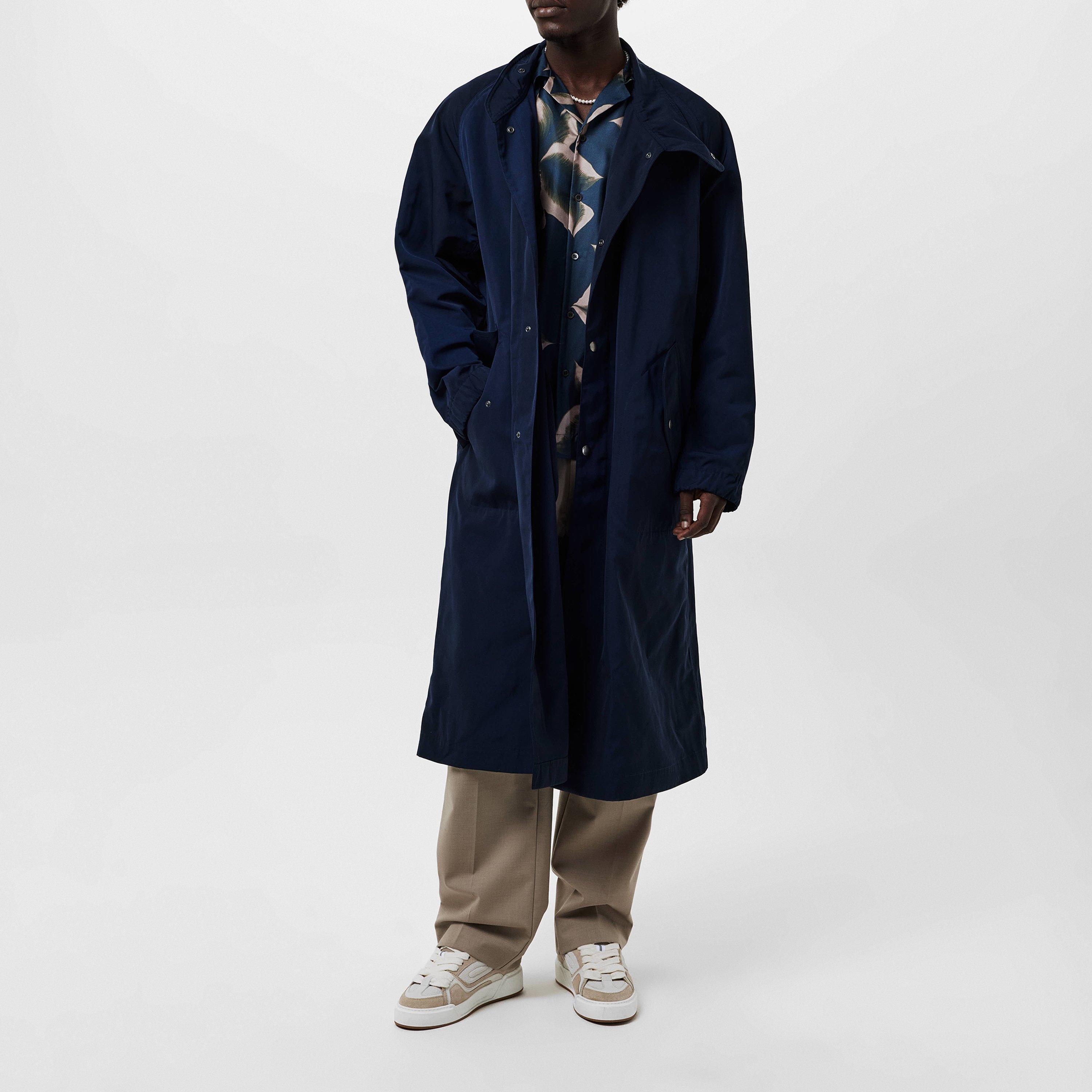 Navy - Dries Van Noten - Men's Rannon Funnel Neck Long Sleeve Overcoat - 6