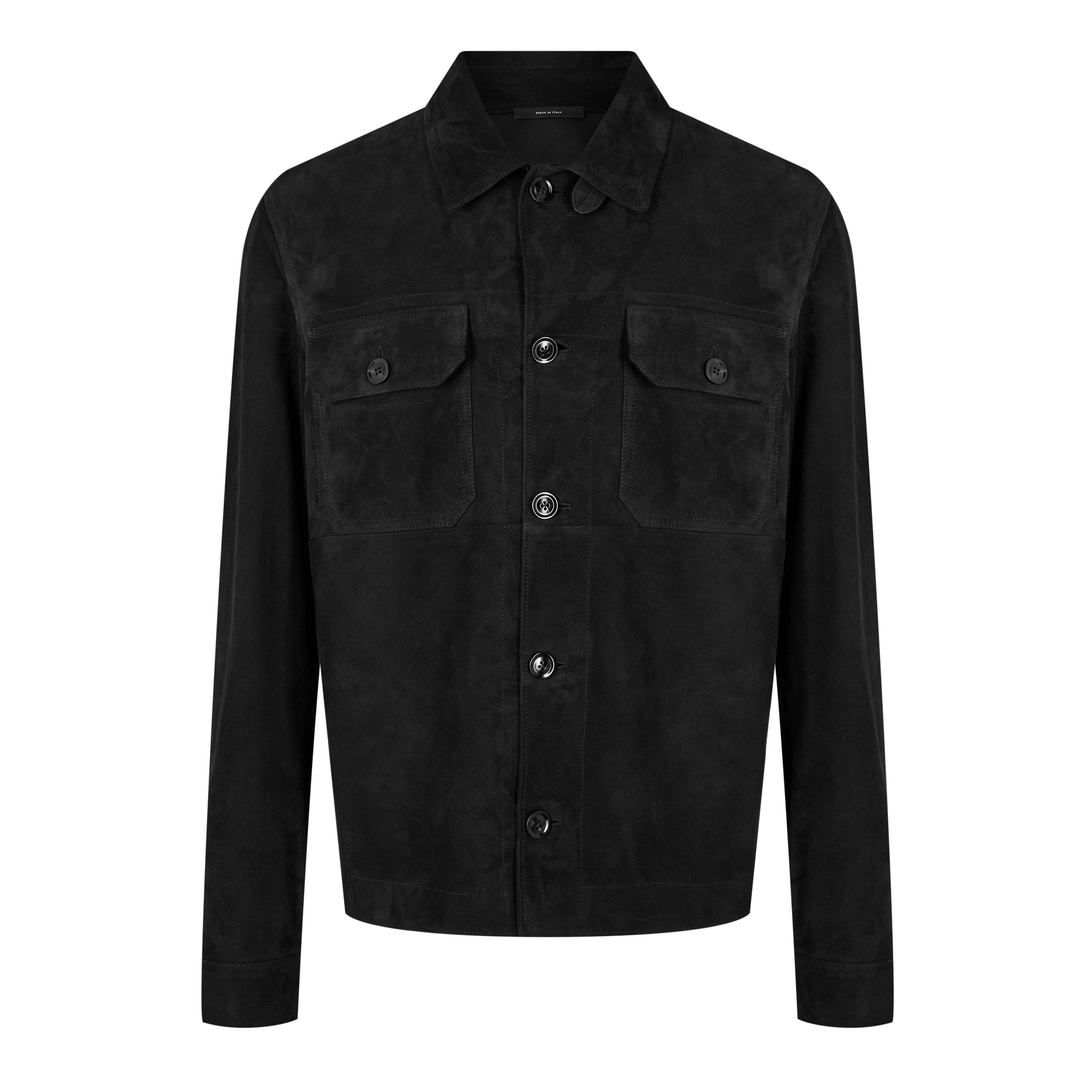 Black - Tom Ford - Men's Western Suede Long Sleeve Overshirt - 1