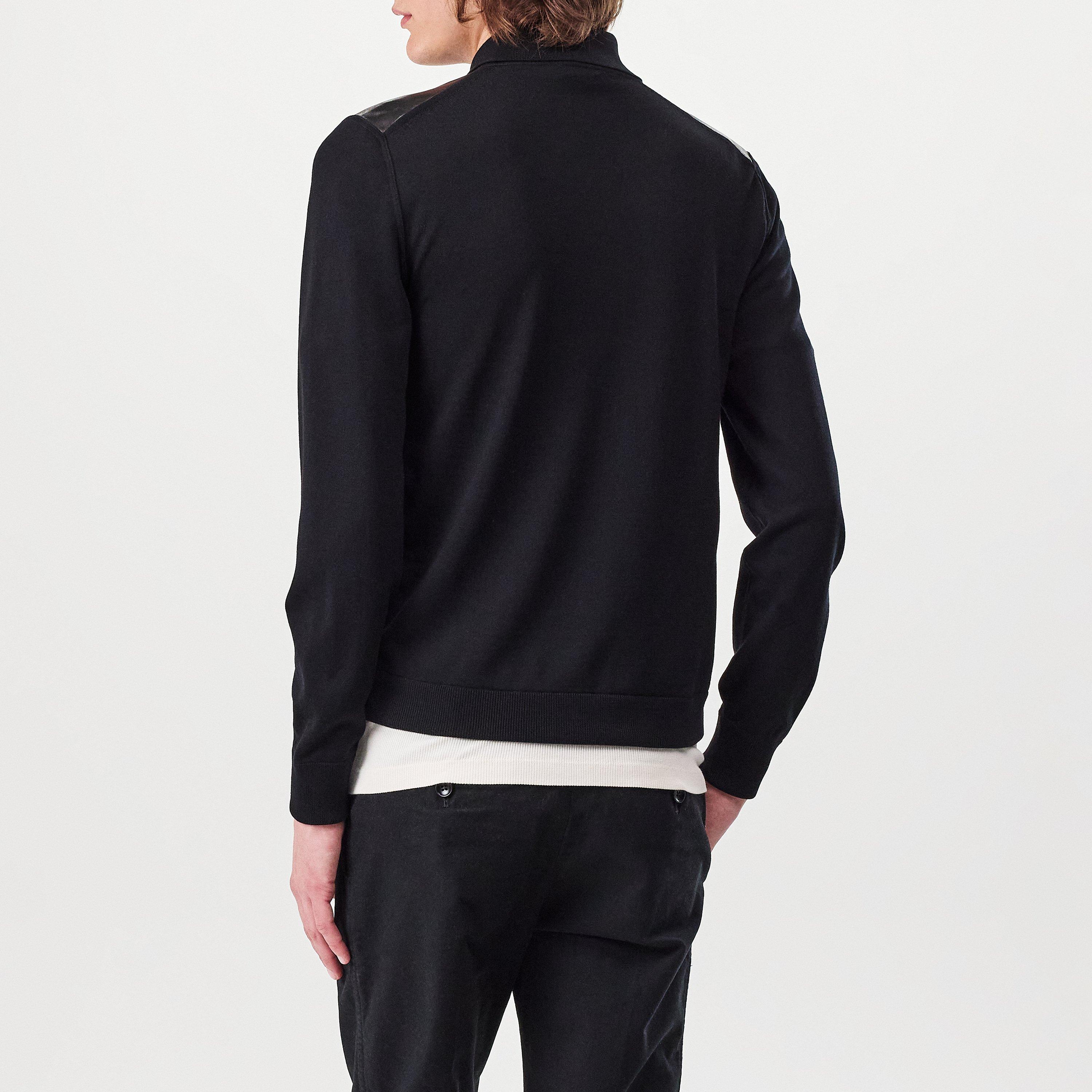 Black - Tom Ford - Men's Leather Panel Long Sleeve Button-Up Overshirt - 4