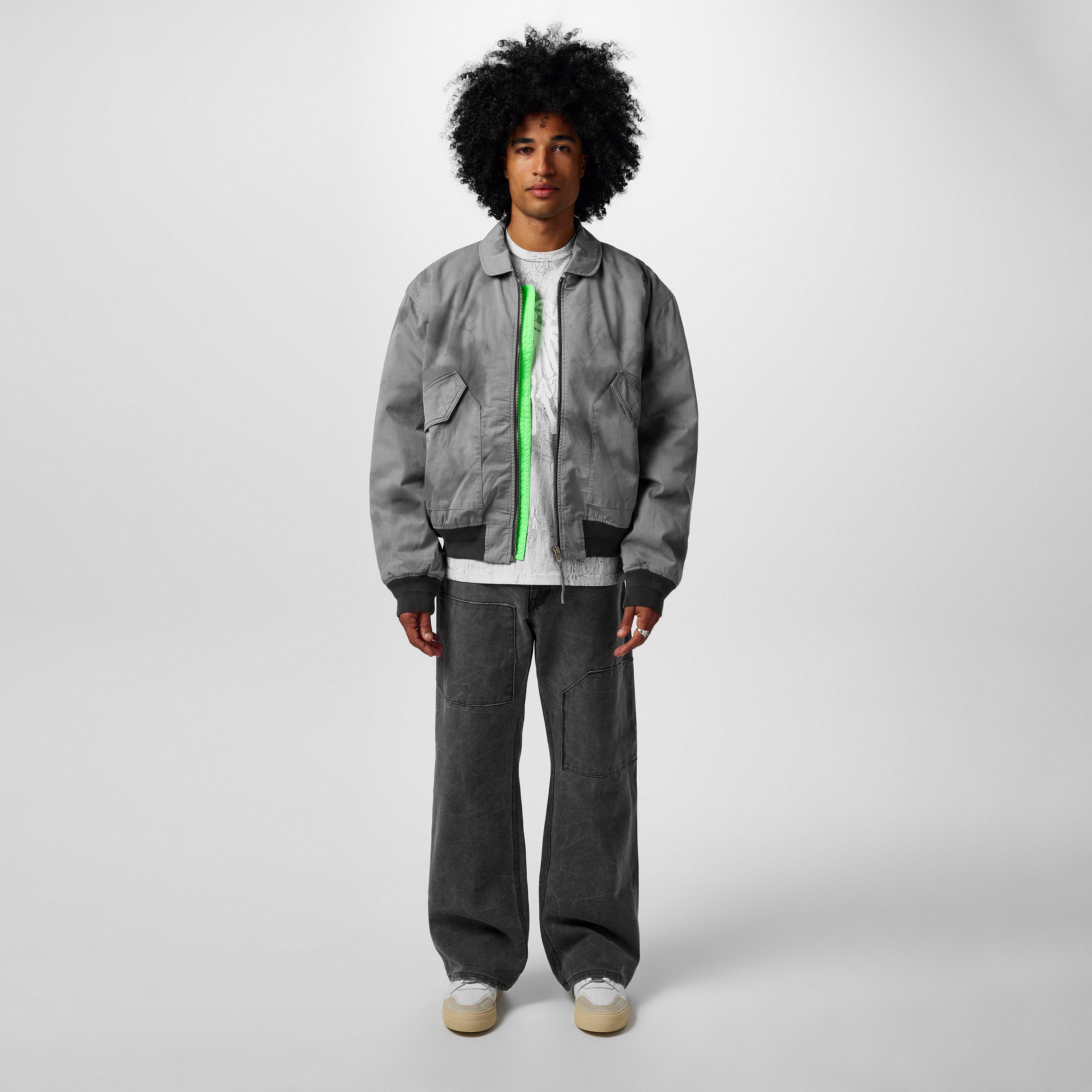 Grey - Acne Studios - Men's Orlinga Cotton Long Sleeve Oversized Fit Bomber Jacket - 4