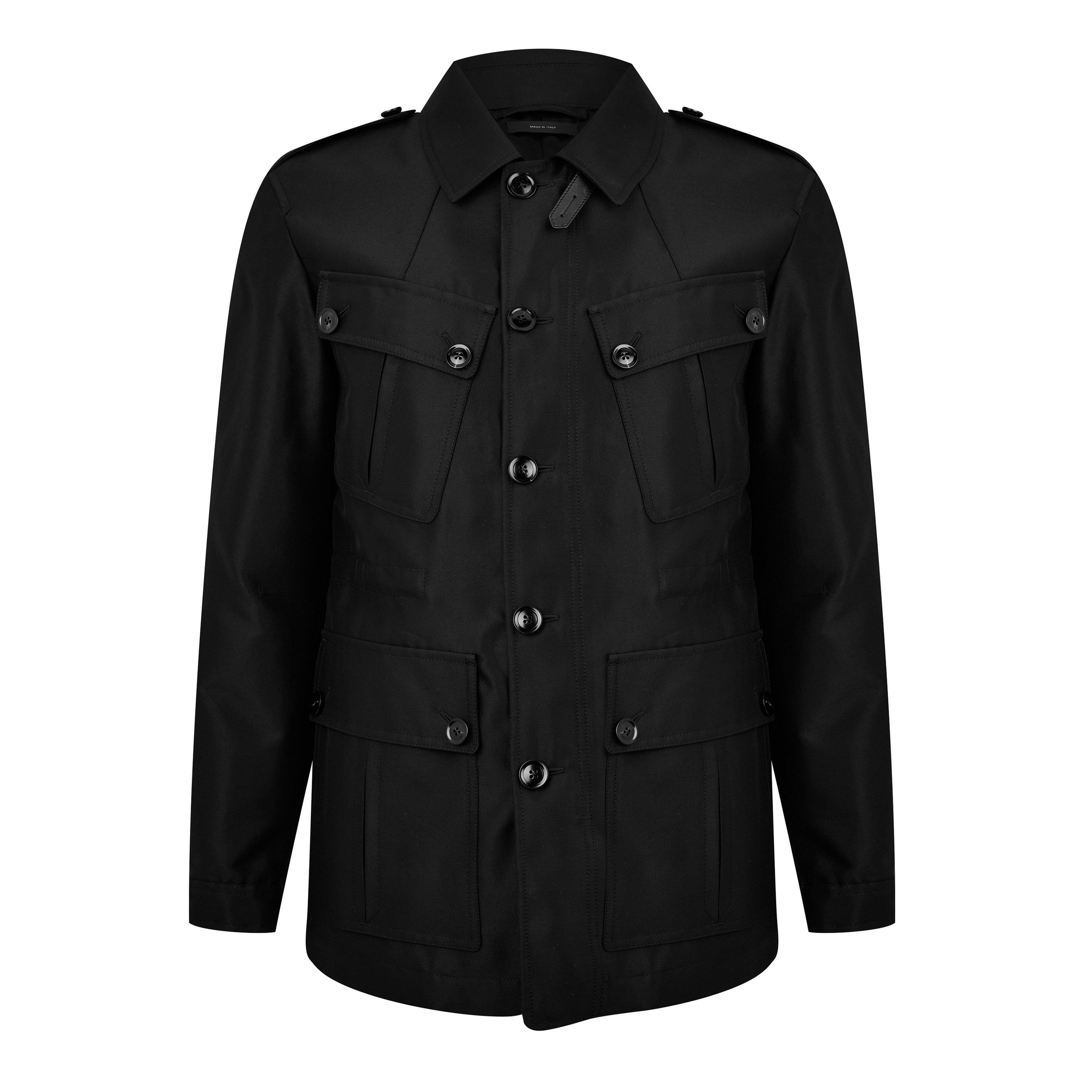 Black - Tom Ford - Men's  Wool Silk Long Sleeve Slim Fit Bomber Jacket - 5