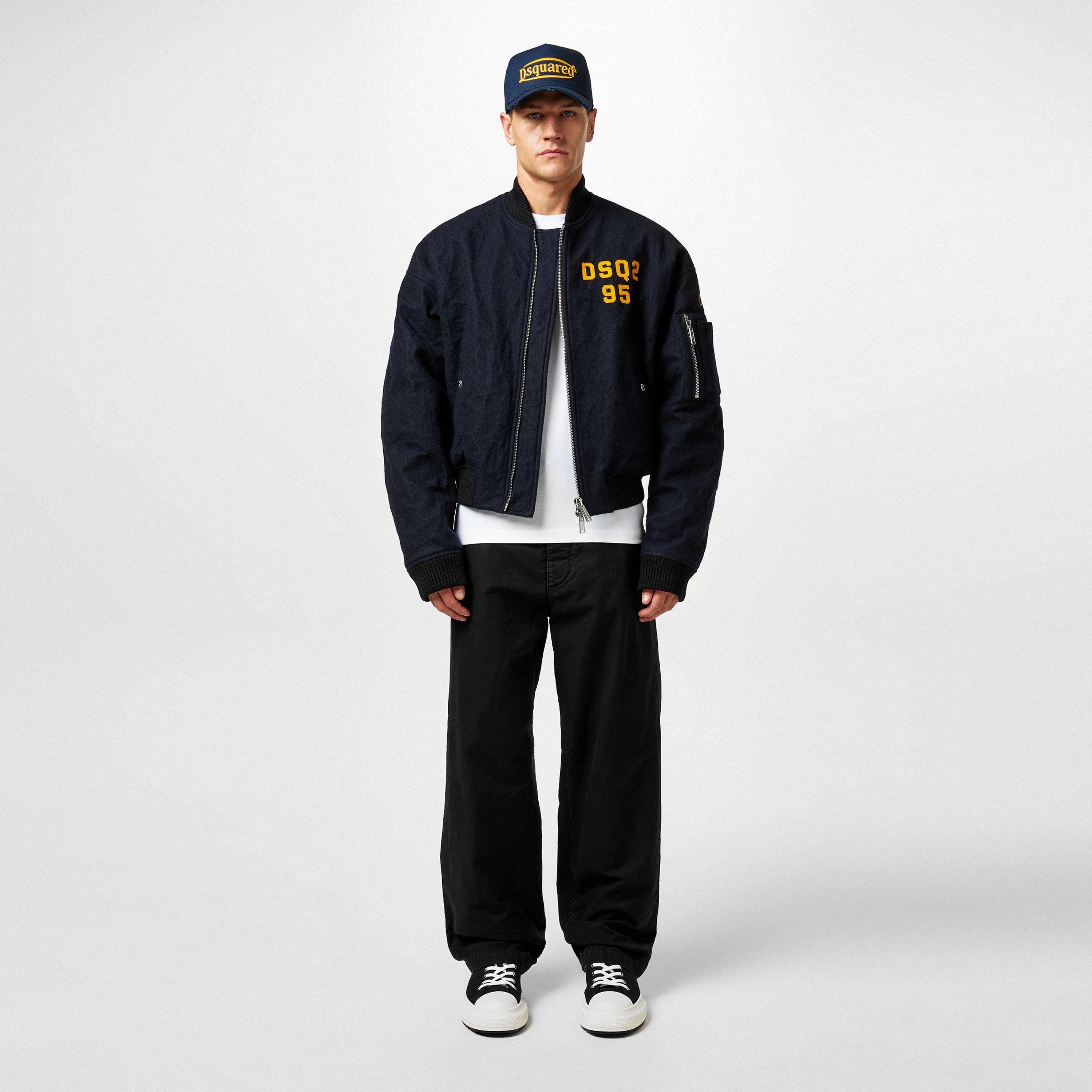 Navy Blue - DSquared2 - Men's Varsity 80s Wool Long Sleeve Oversized Fit Bomber Jacket - 6