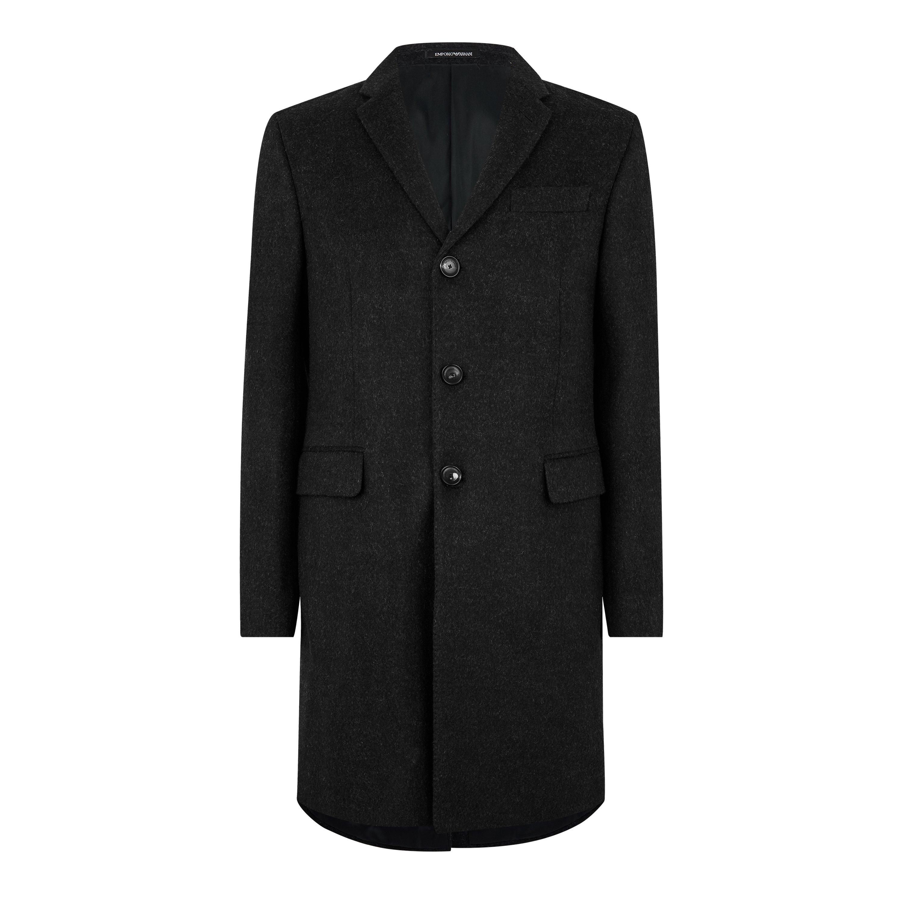 Grey - Emporio Armani - Men's Toggle Closure Structured Hood Duffle Coat - 1