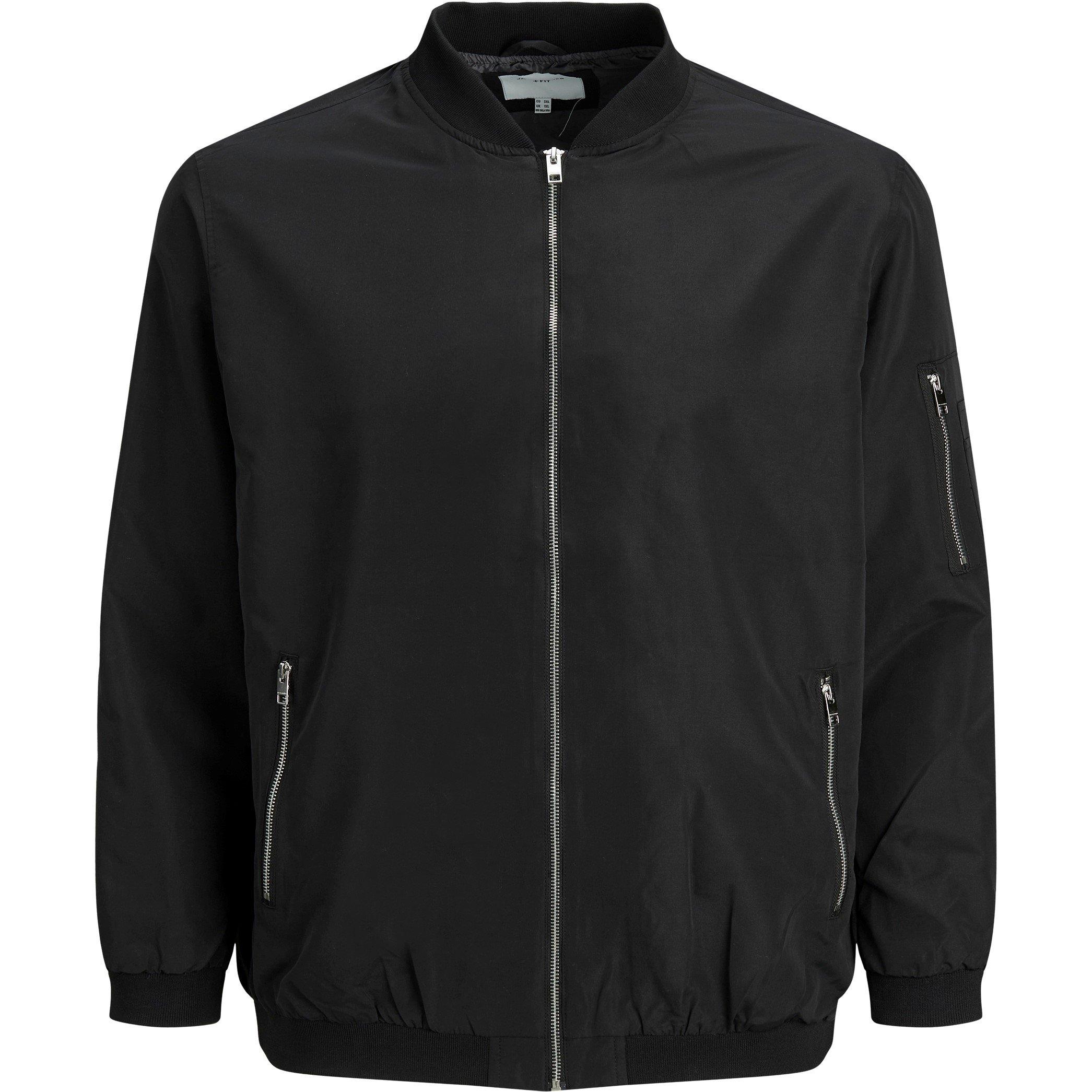Black - Jack and Jones - Men's Rush Plus Size Long Sleeve Bomber Jacket - 1
