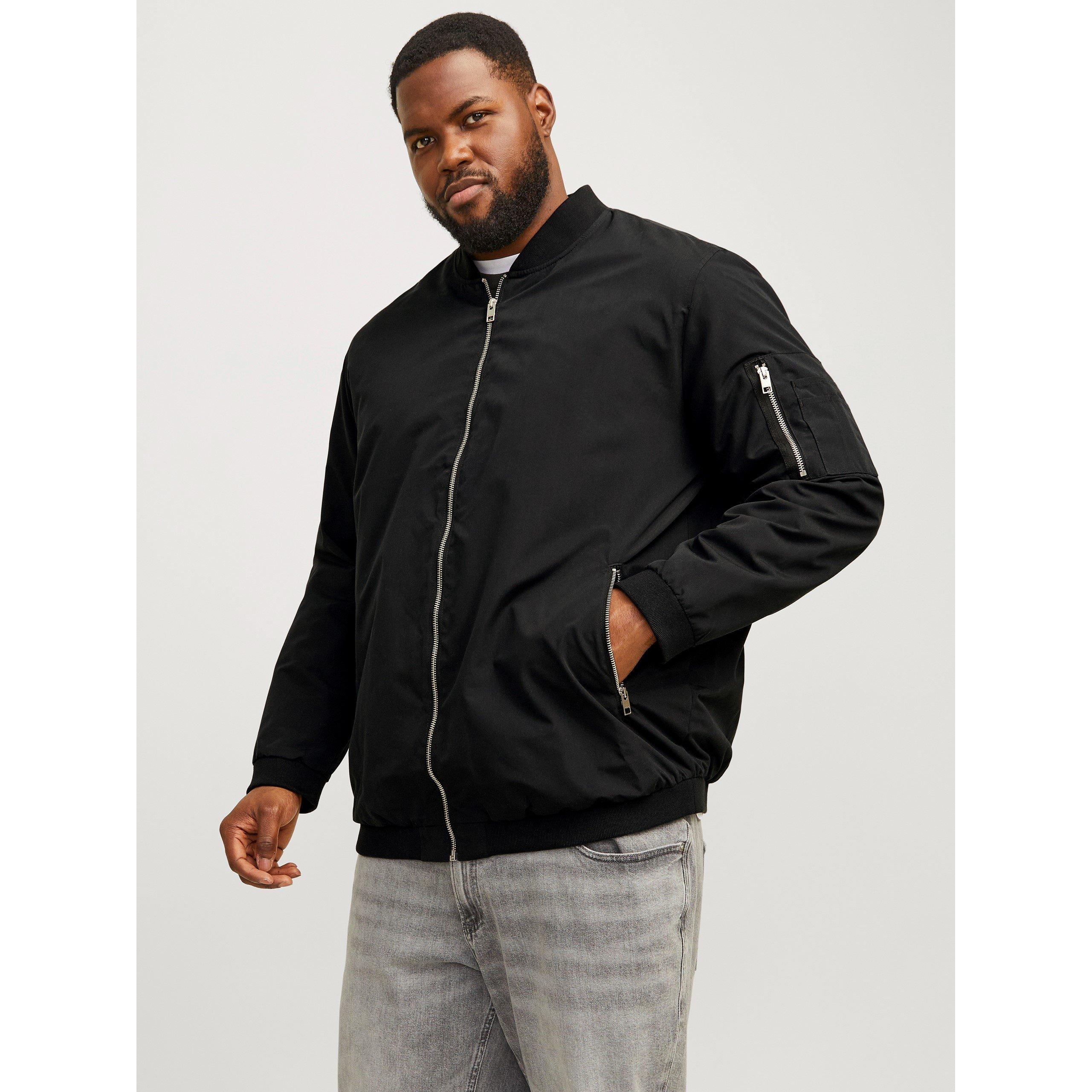 Crna - Jack and Jones - Rush Plus Size Long Sleeve Bomber Jacket - 3