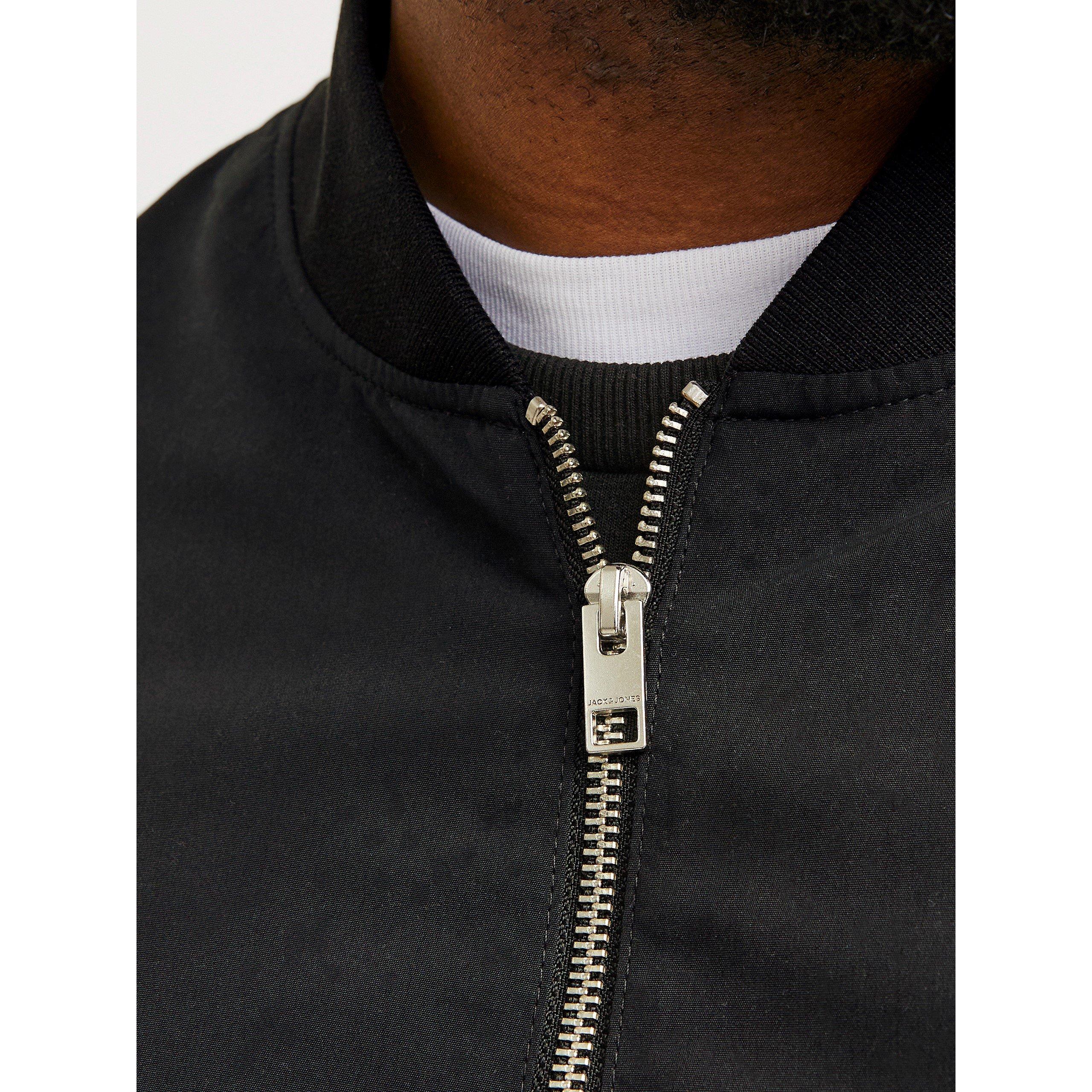 Crna - Jack and Jones - Rush Plus Size Long Sleeve Bomber Jacket - 5