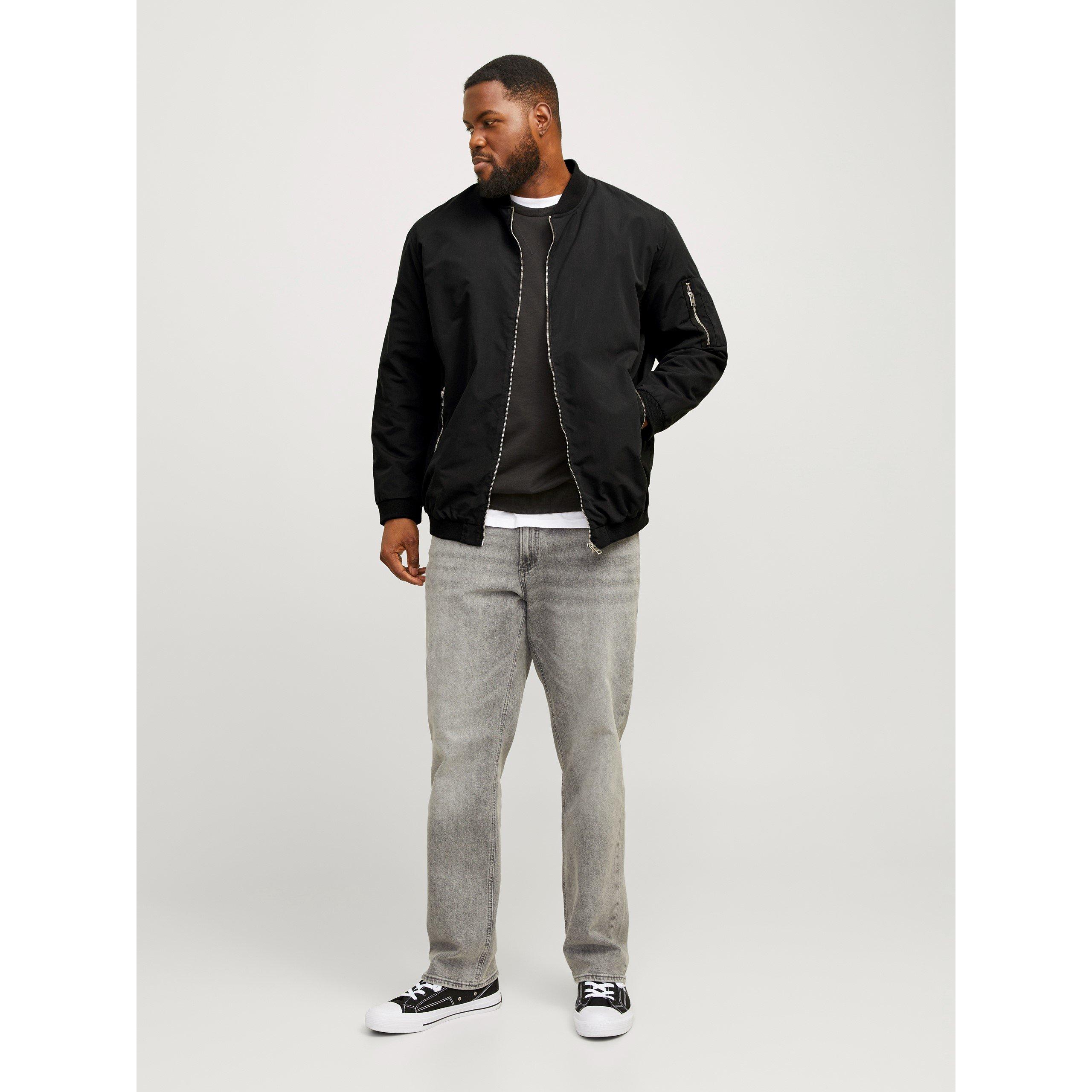 Crna - Jack and Jones - Rush Plus Size Long Sleeve Bomber Jacket - 7