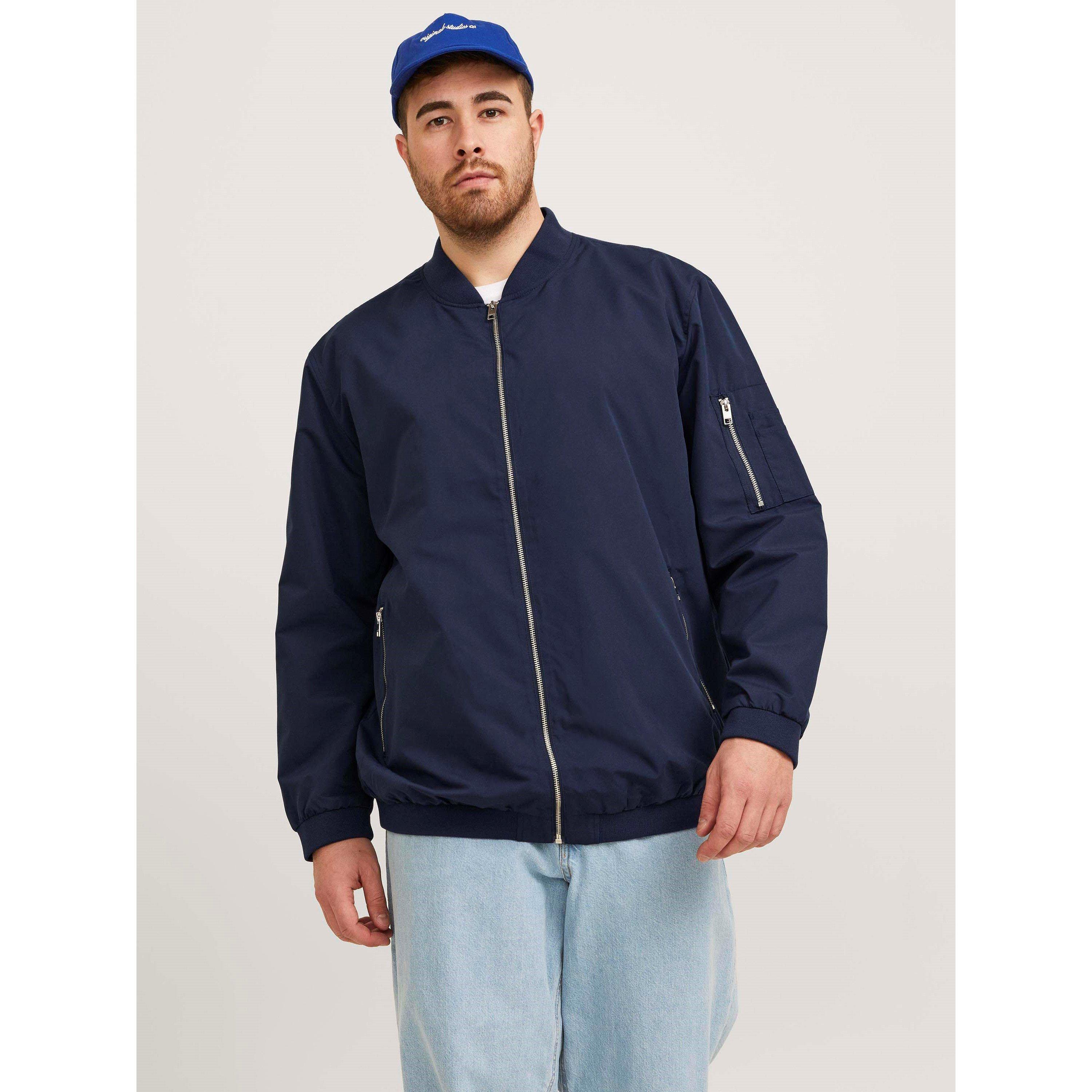 Navy Blazer - Jack and Jones - Men's Rush Plus Size Long Sleeve Bomber Jacket - 3