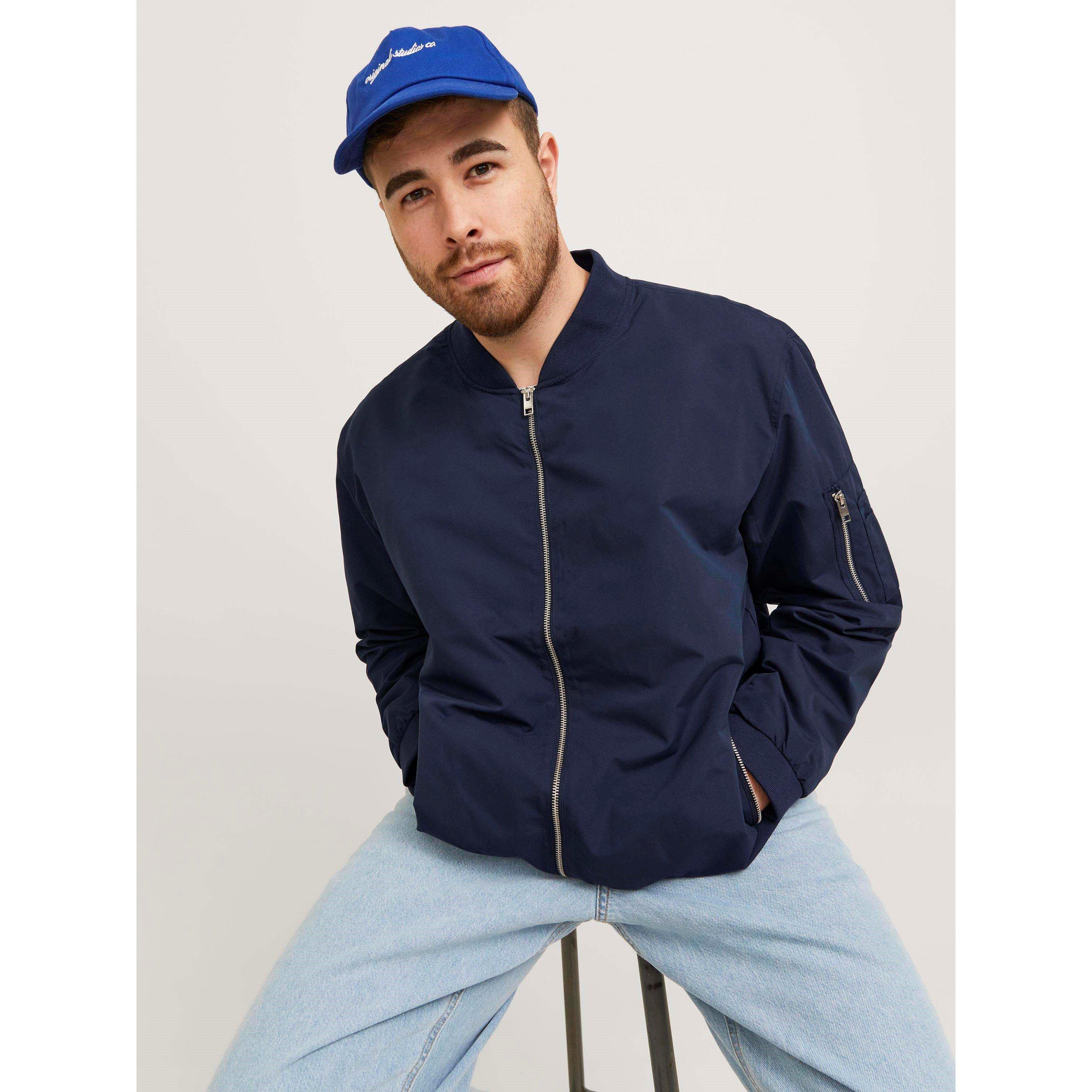 Navy Blazer - Jack and Jones - Men's Rush Plus Size Long Sleeve Bomber Jacket - 7