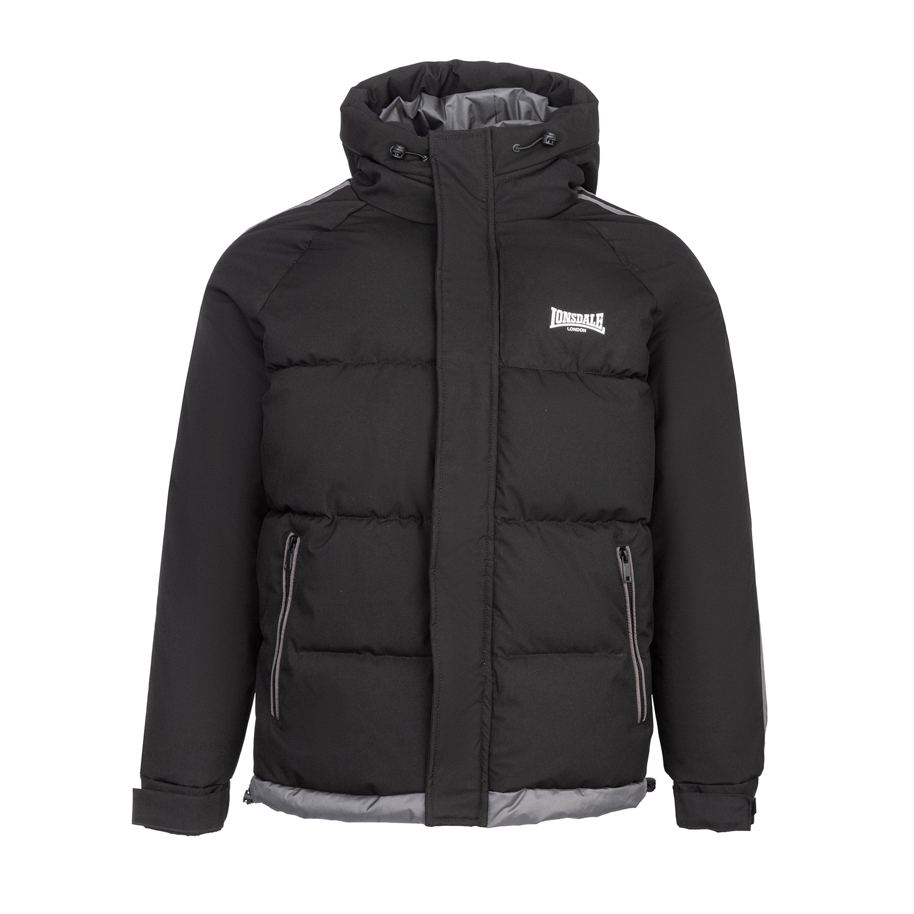 Black - Lonsdale - Padded Waterproof Windproof Hooded Long Sleeve Bomber Jacket - 1