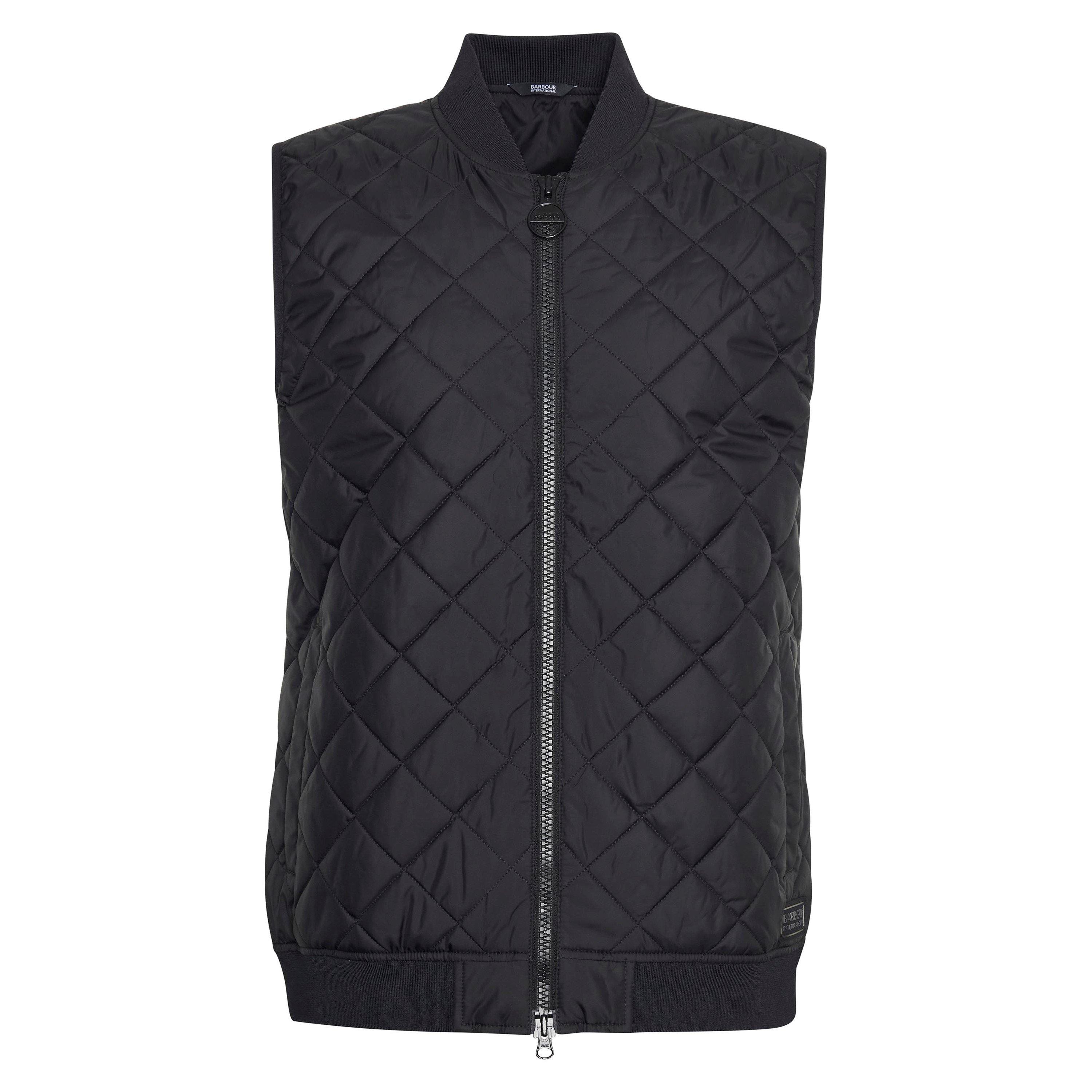 Black BK11 - Barbour International - Men's Harfell Quilted Funnel Neck Sleeveless Gilet - 6