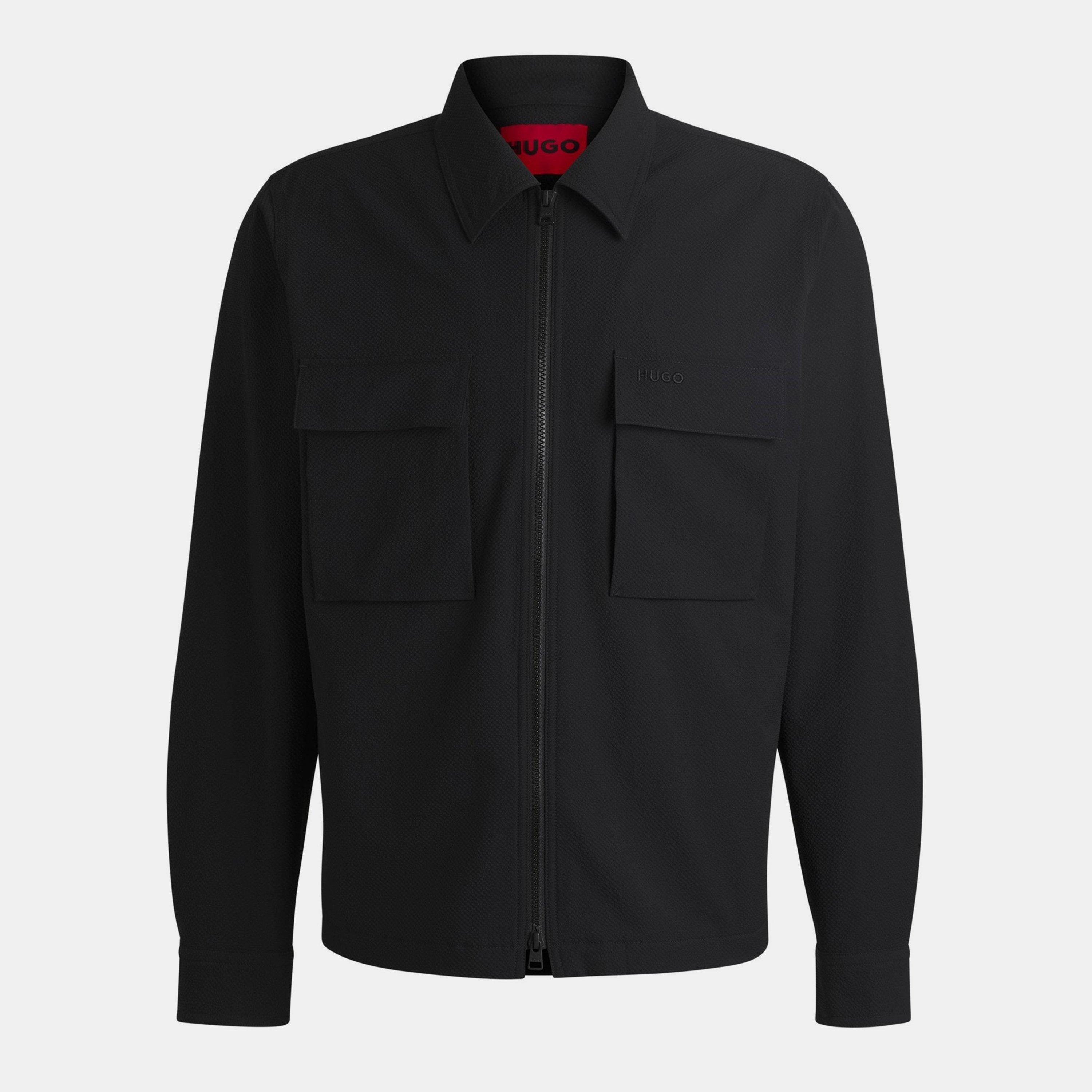 Black 001 - Hugo - Men's Eselio Red Overshirt - 1