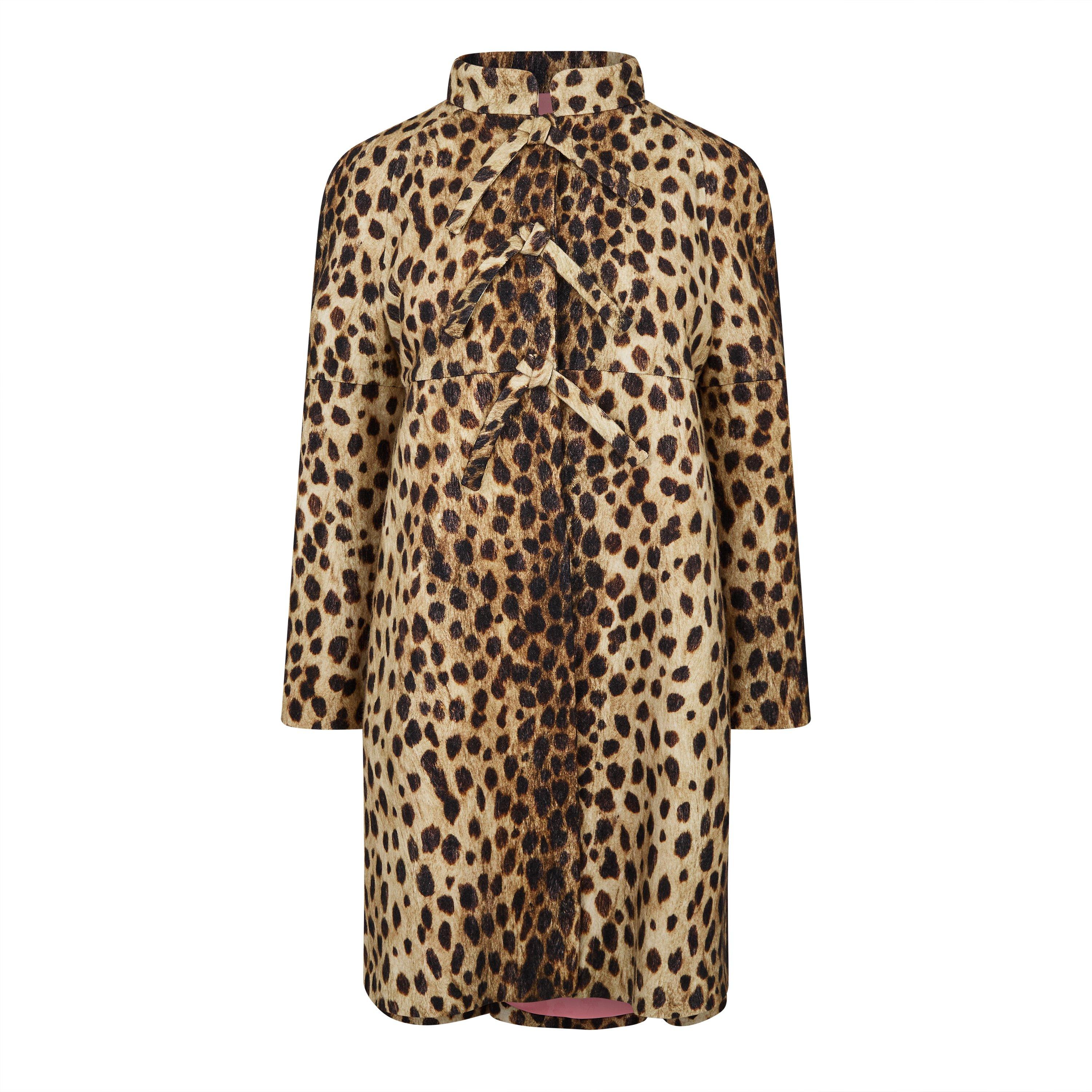 Animalier - Valentino - Women's Jaguar Wool Long Sleeve Stand Collar Overcoat - 1