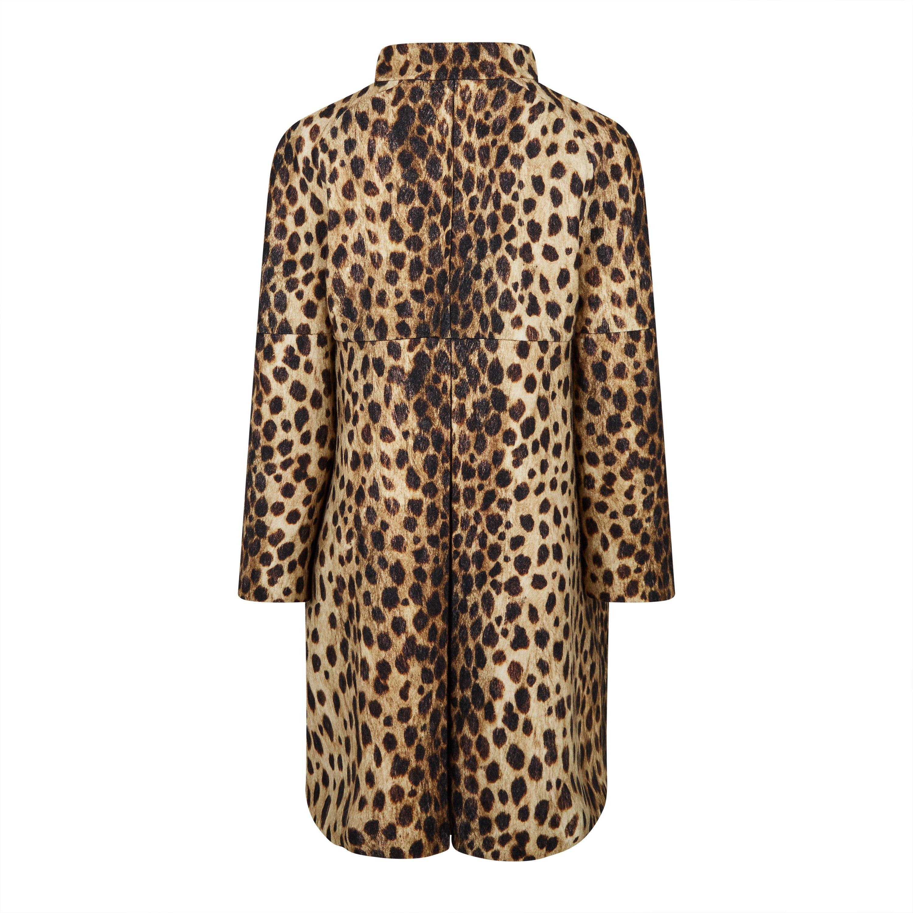 Animalier - Valentino - Women's Jaguar Wool Long Sleeve Stand Collar Overcoat - 6
