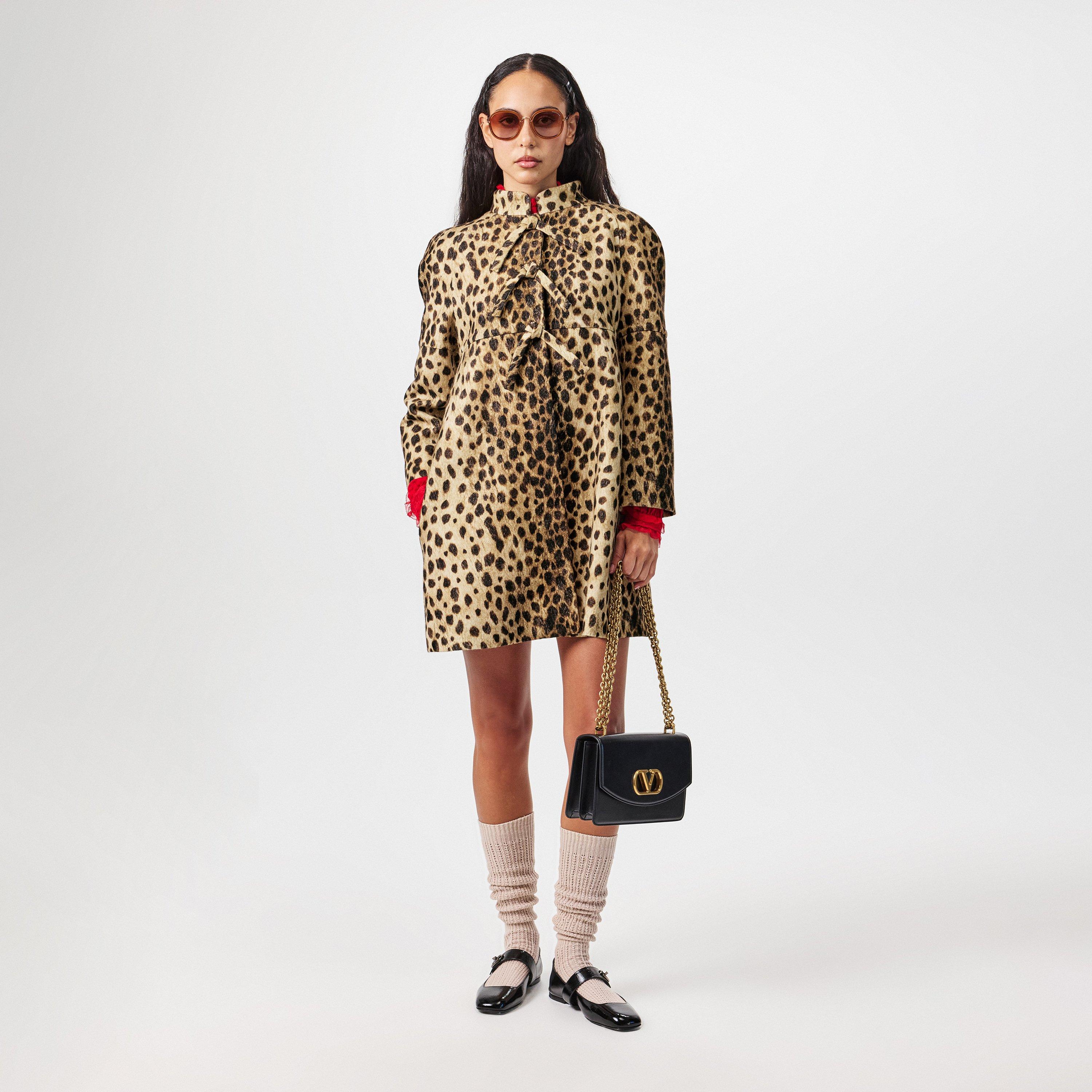 Animalier - Valentino - Women's Jaguar Wool Long Sleeve Stand Collar Overcoat - 5