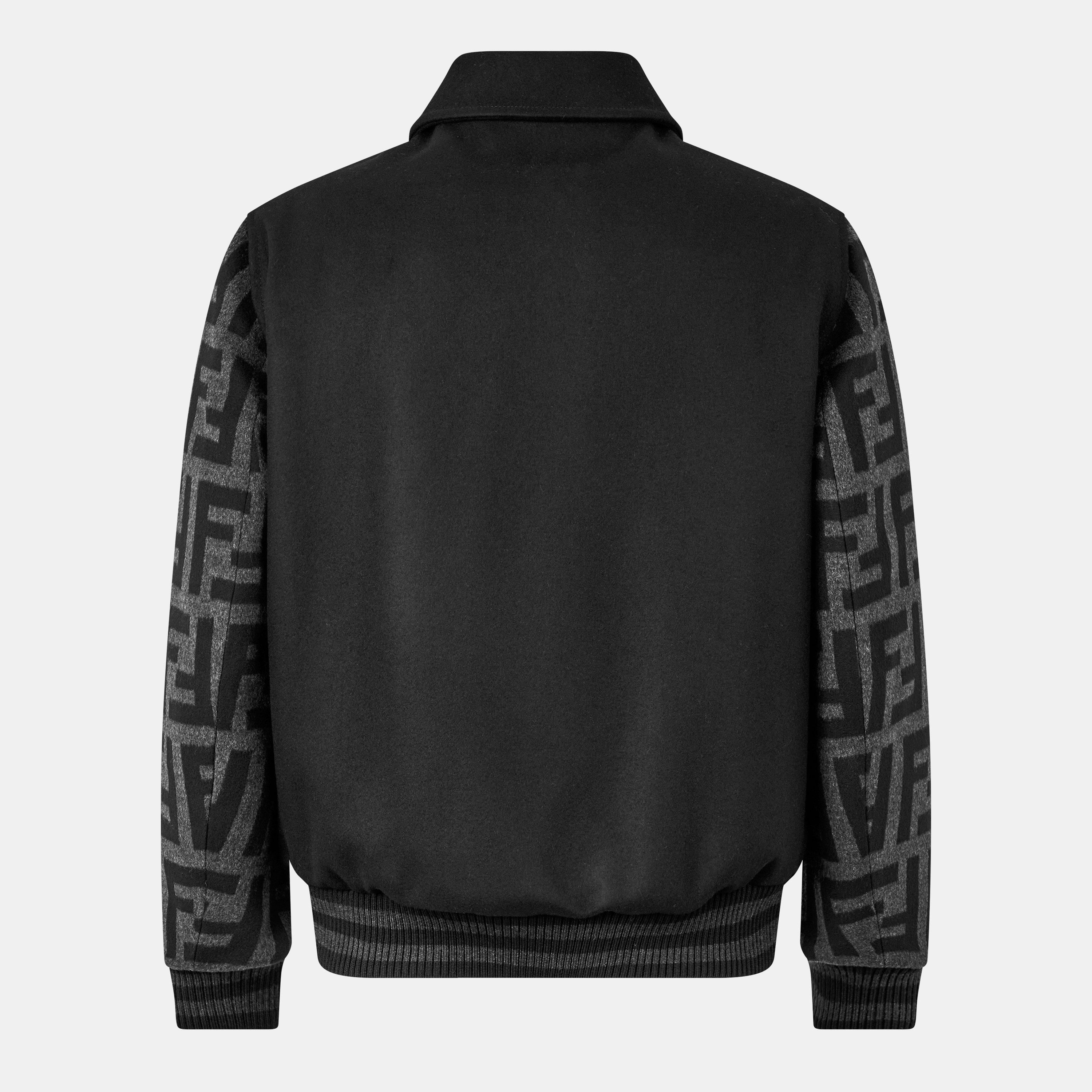 Black/Grey - Fendi - Men's Felt Blouson Wool Long Sleeve Coach Jacket - 2