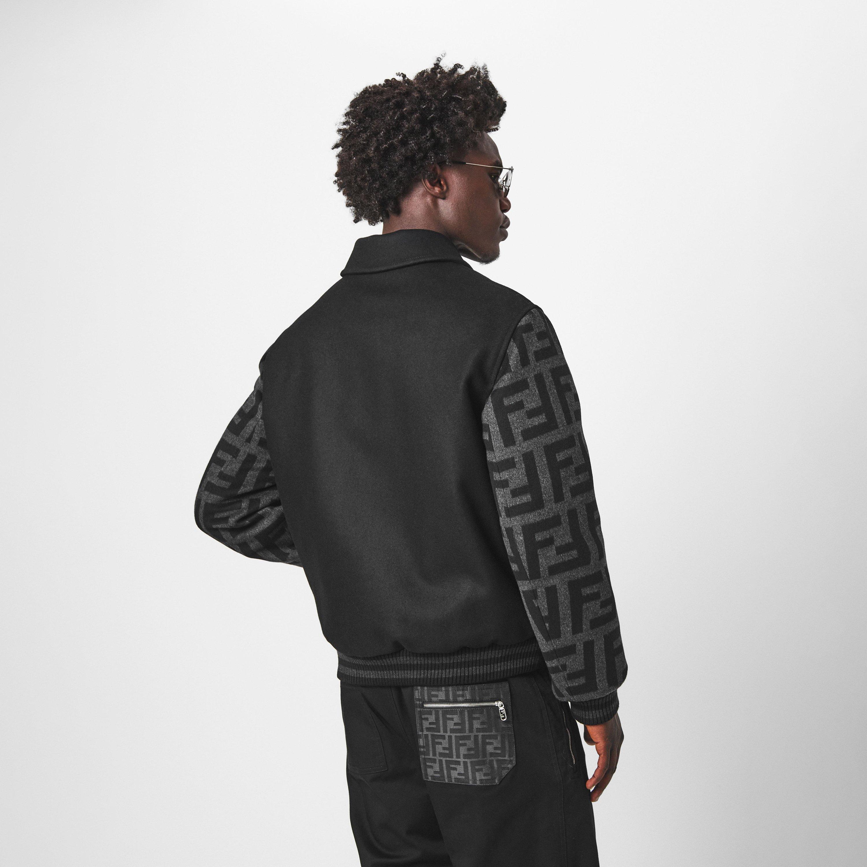 Black/Grey - Fendi - Men's Felt Blouson Wool Long Sleeve Coach Jacket - 4