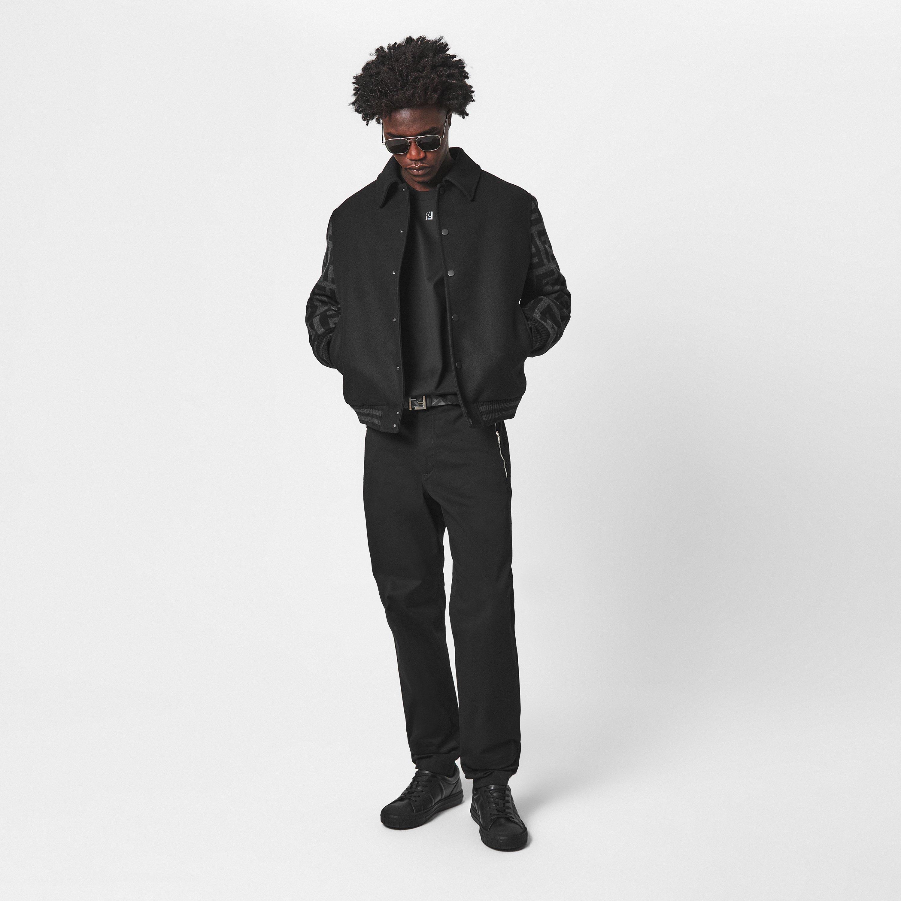 Black/Grey - Fendi - Men's Felt Blouson Wool Long Sleeve Coach Jacket - 6