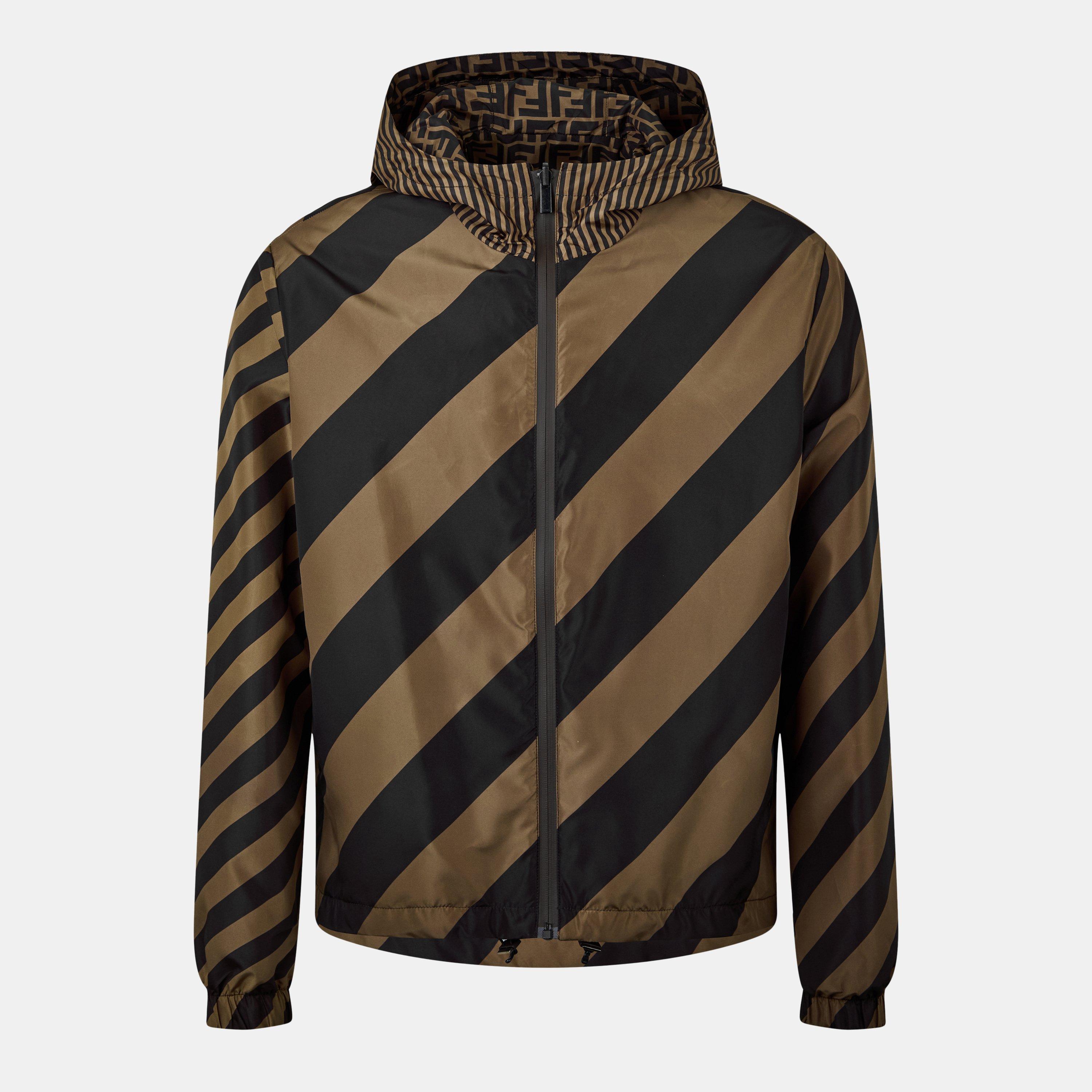 Brown - Fendi - Men's  Reversible Water Resistant Windproof Hooded Windbreaker - 1