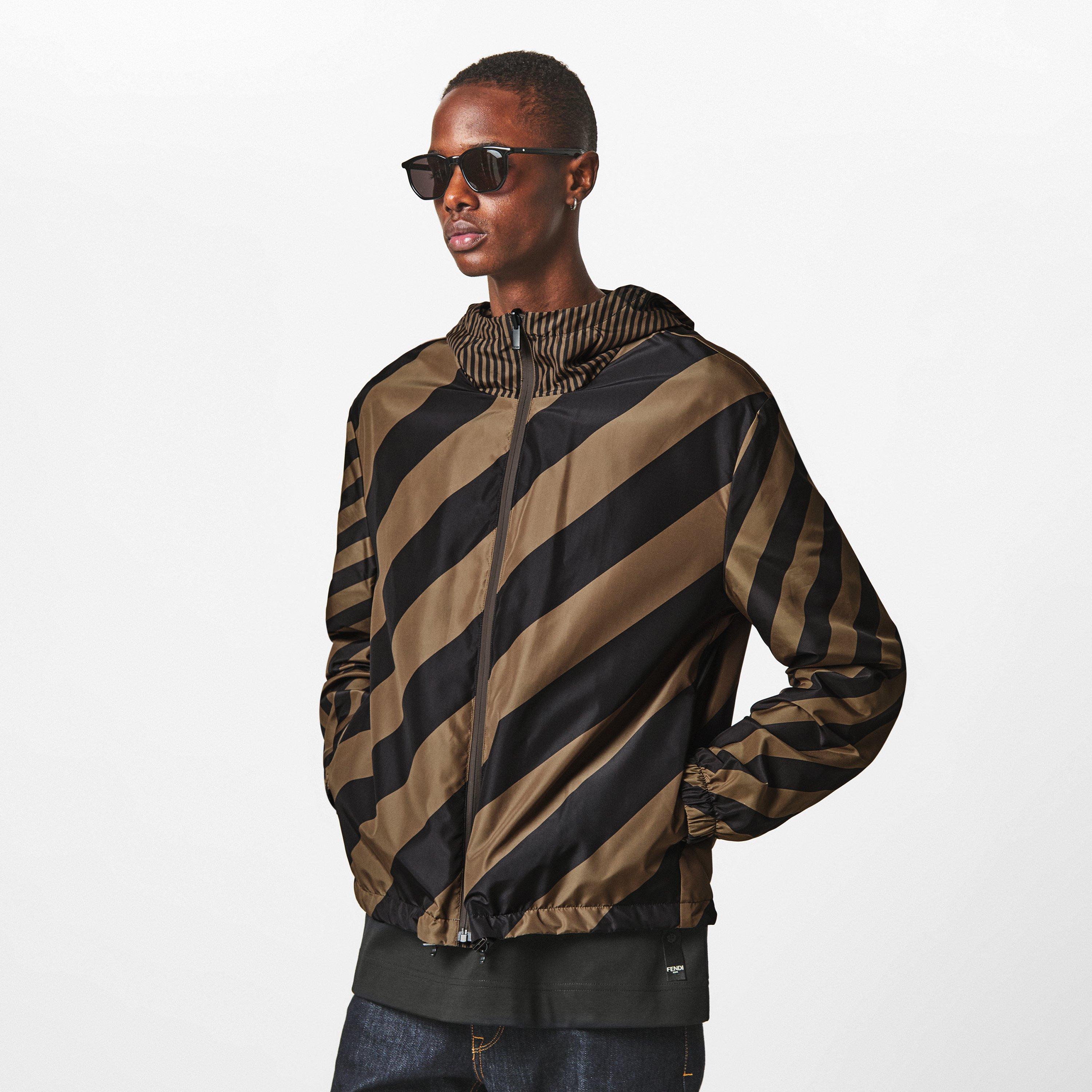 Brown - Fendi - Men's  Reversible Water Resistant Windproof Hooded Windbreaker - 3