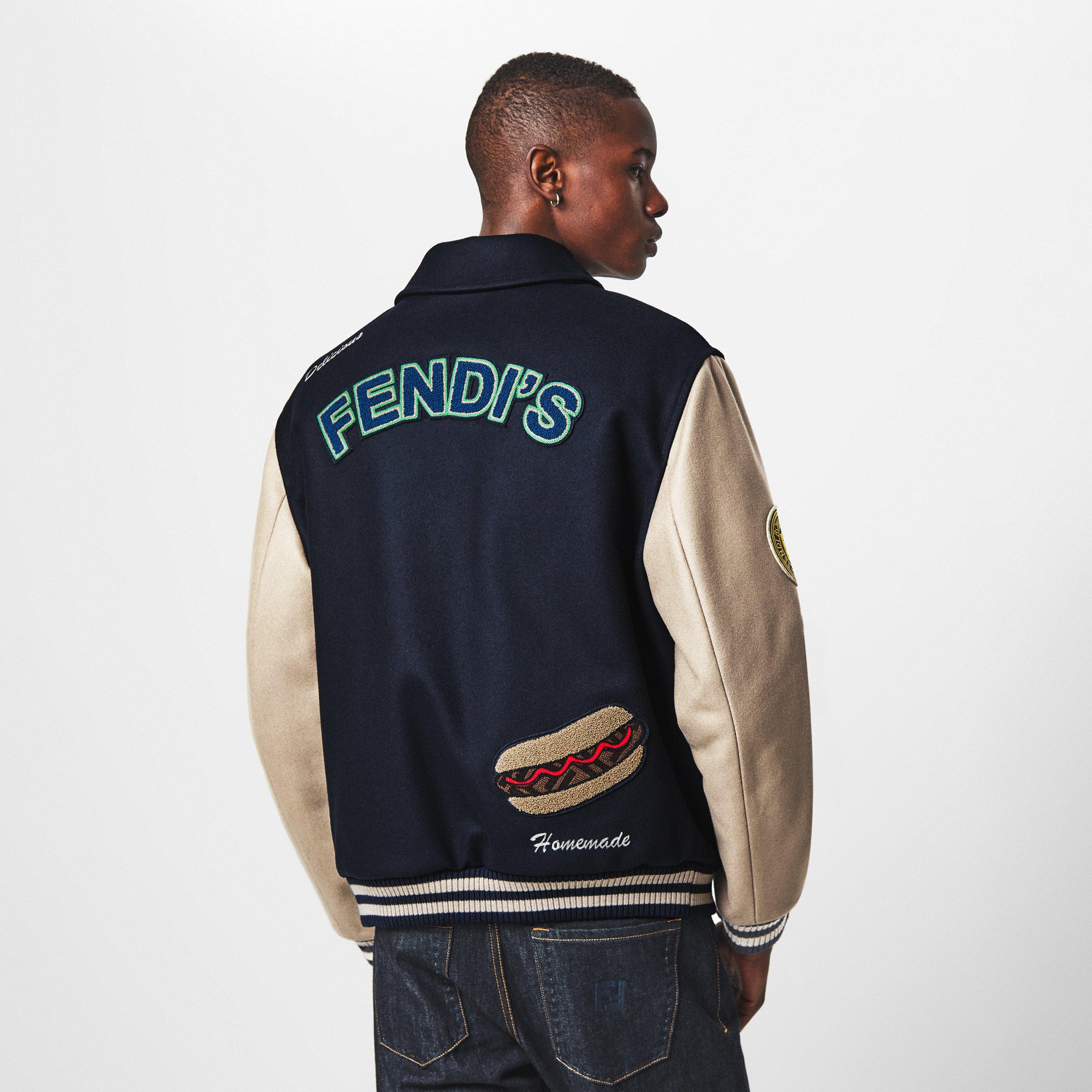 Blue - Fendi - Men's lic Wool Long Sleeve Coach Jacket - 4