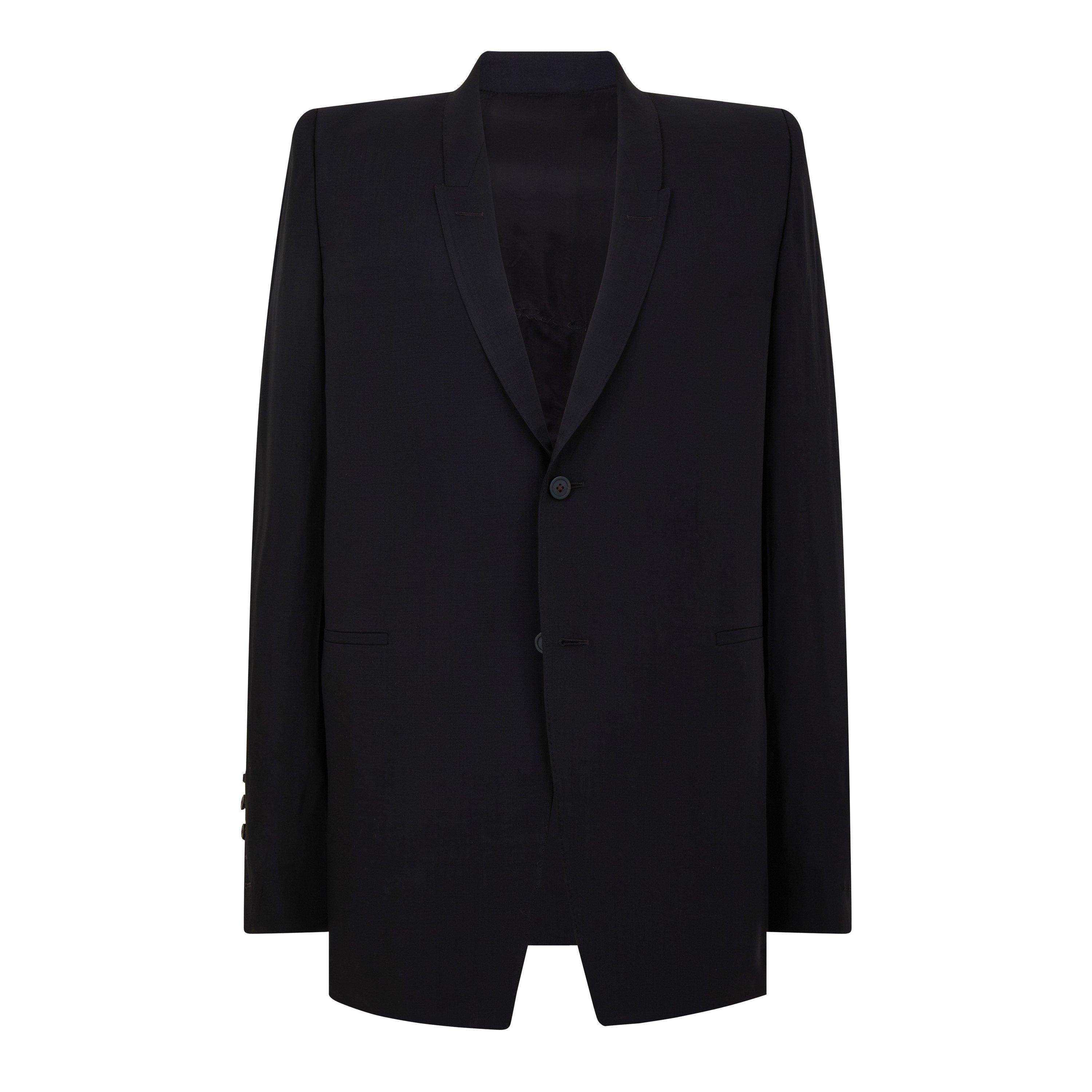 Black 09 - Rick Owens - Men's Hollywood Dirt Virgin Wool Long Sleeve Tailored Blazer - 1