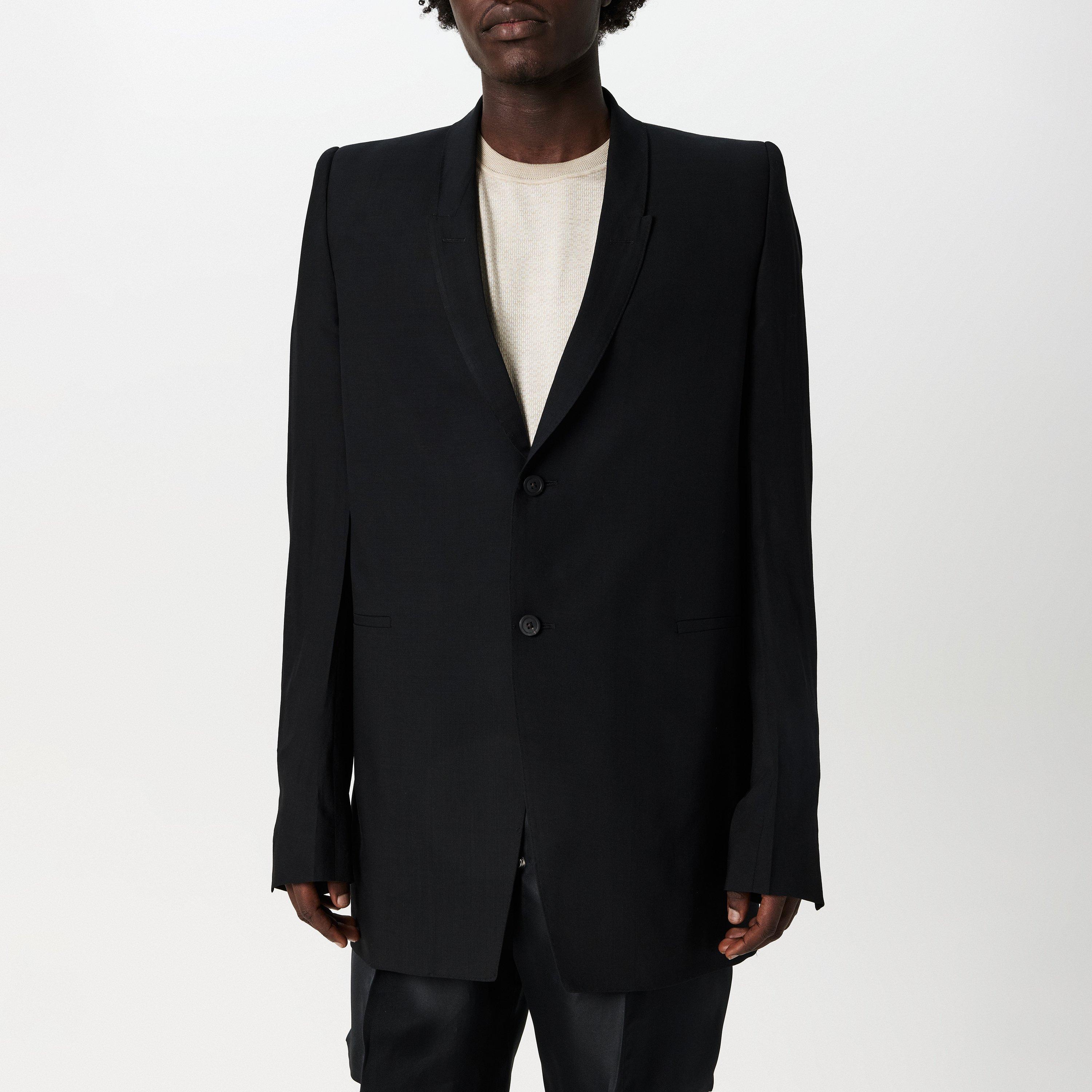 Black 09 - Rick Owens - Men's Hollywood Dirt Virgin Wool Long Sleeve Tailored Blazer - 3