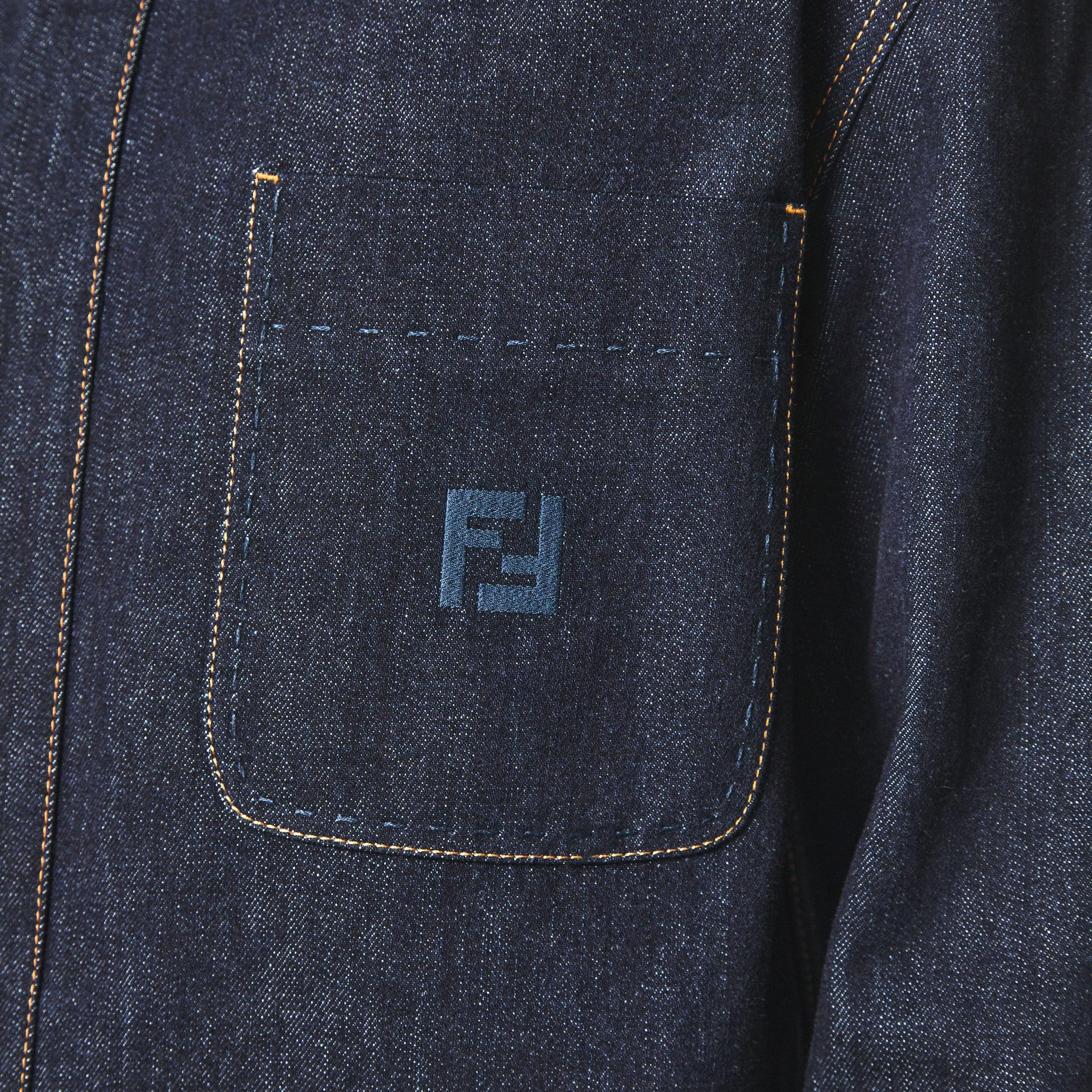 Indigo - Fendi - Men's  Jeans Cotton Long Sleeve Embroidered Coach Jacket - 5