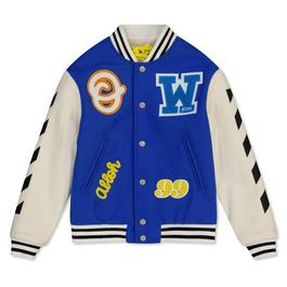 Off White Embroidered Varsity Jacket