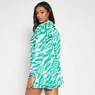 Vert - Womens Just For Chilling Rib Knit Hoodie - ISAWITFIRST Zebra Oversized Printed Satin Shirt - 4