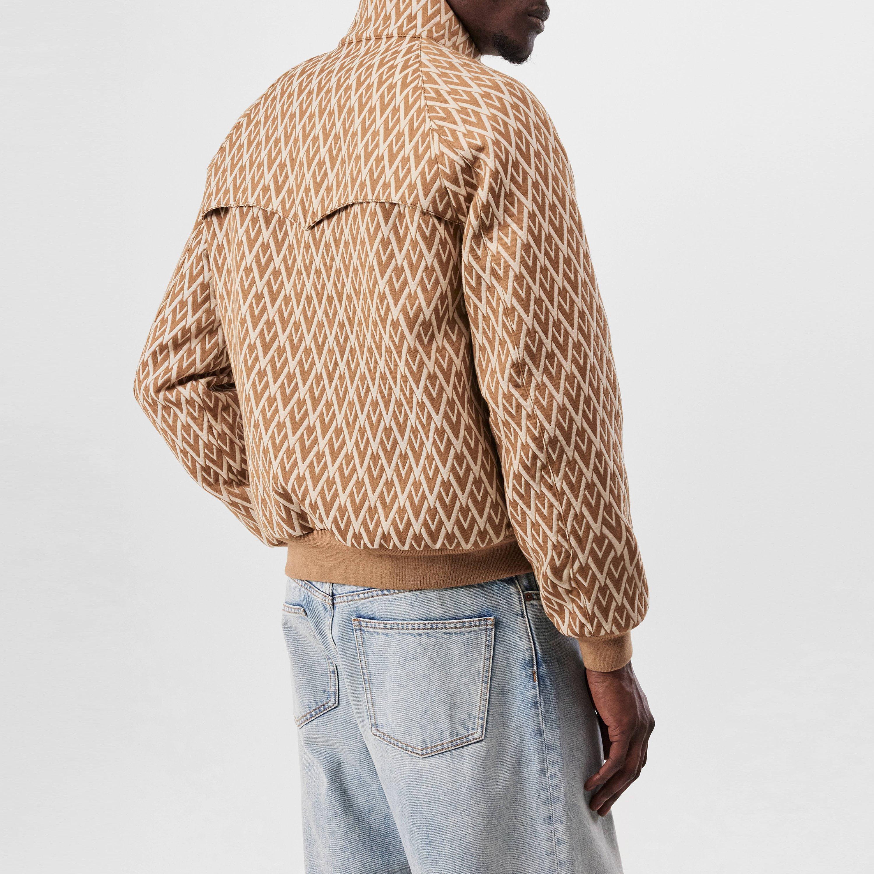 Camel/Cream - Valentino - Men's All Over Logo Wool Long Sleeve Softshell Jacket - 3