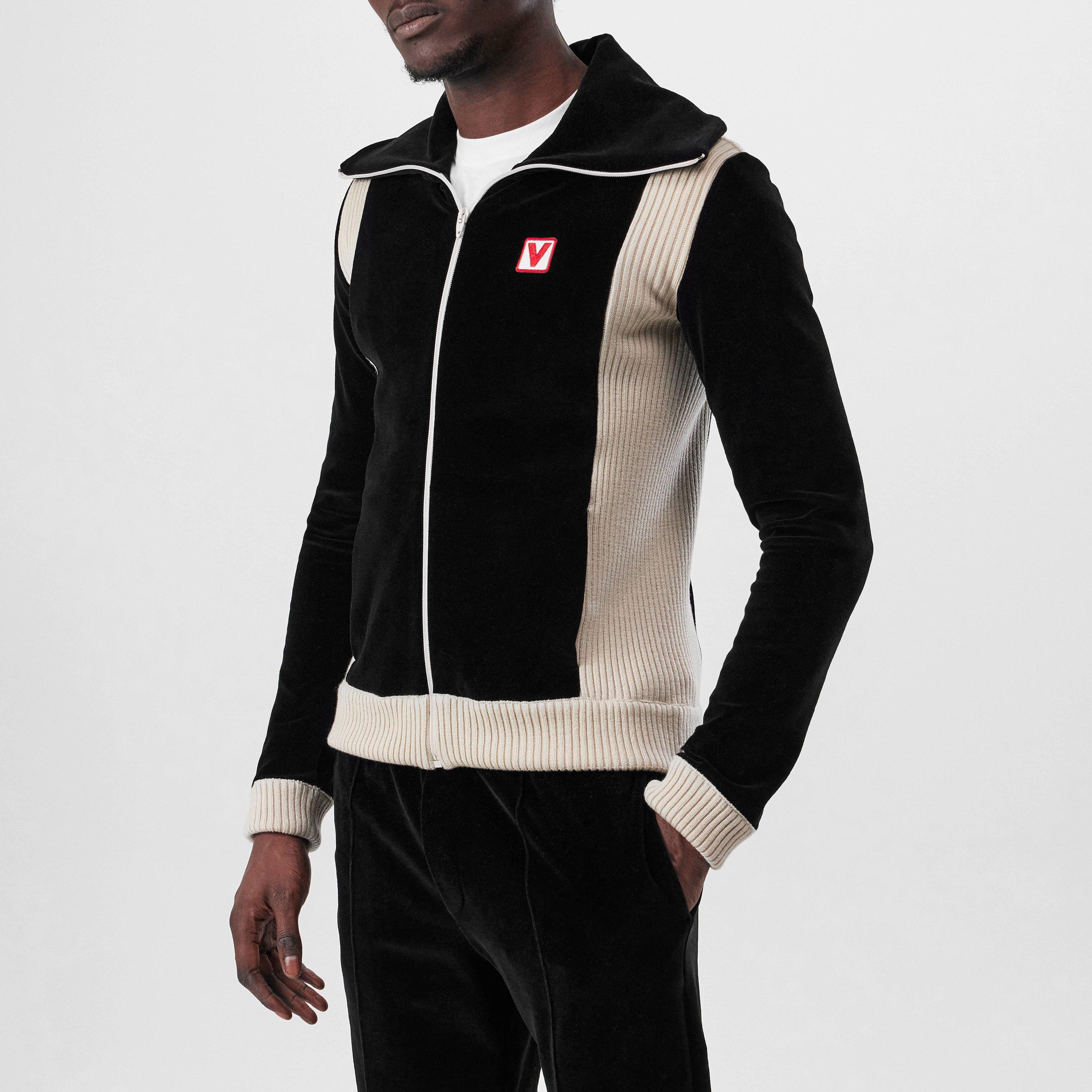 Black - Valentino - Men's Chez  High-Neck Chenille Cotton Long Sleeve Softshell Jacket - 5