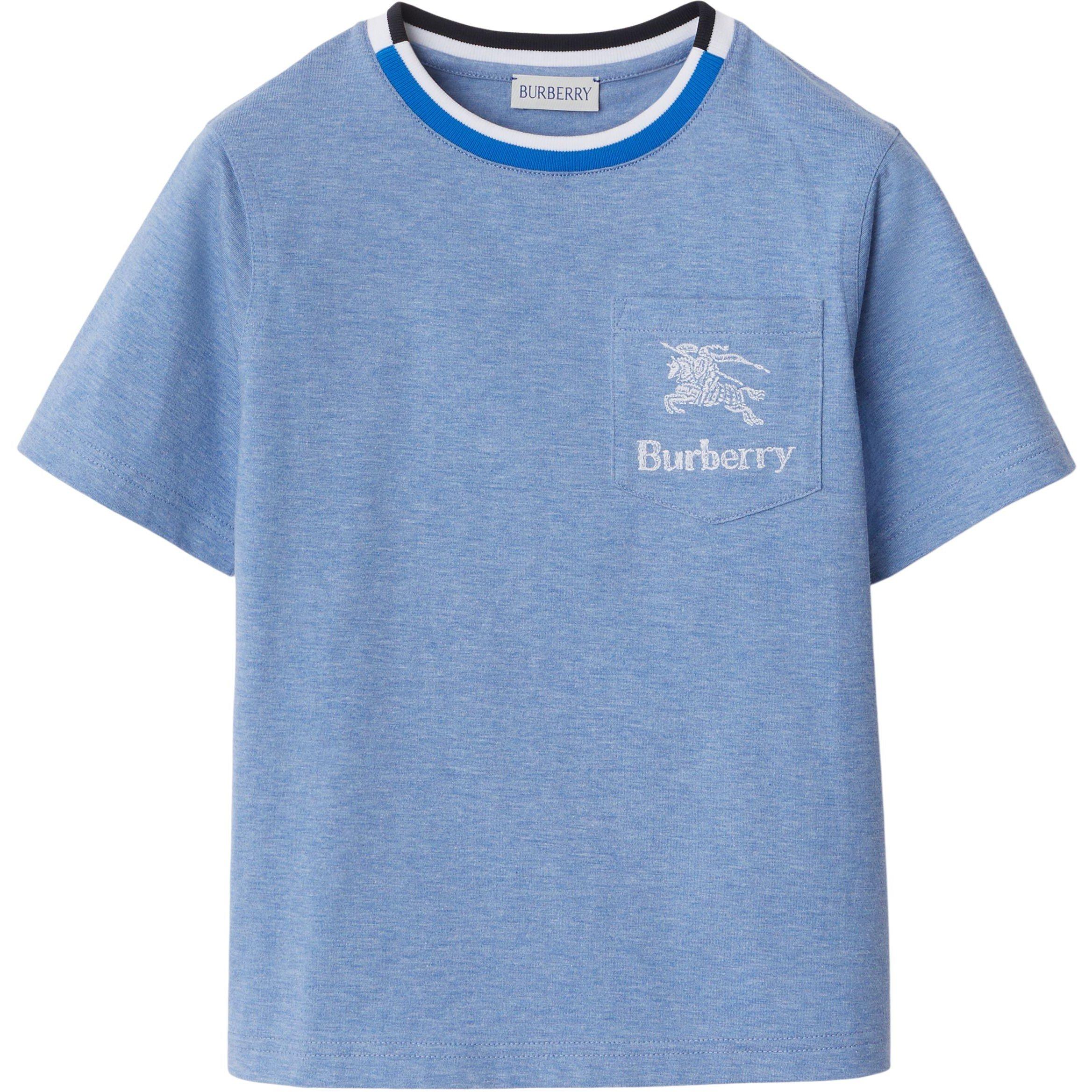 BURBERRY 青 Tシャツ 8Y Burberry baby T-shirt in organic cotton 8078326 White-Blue