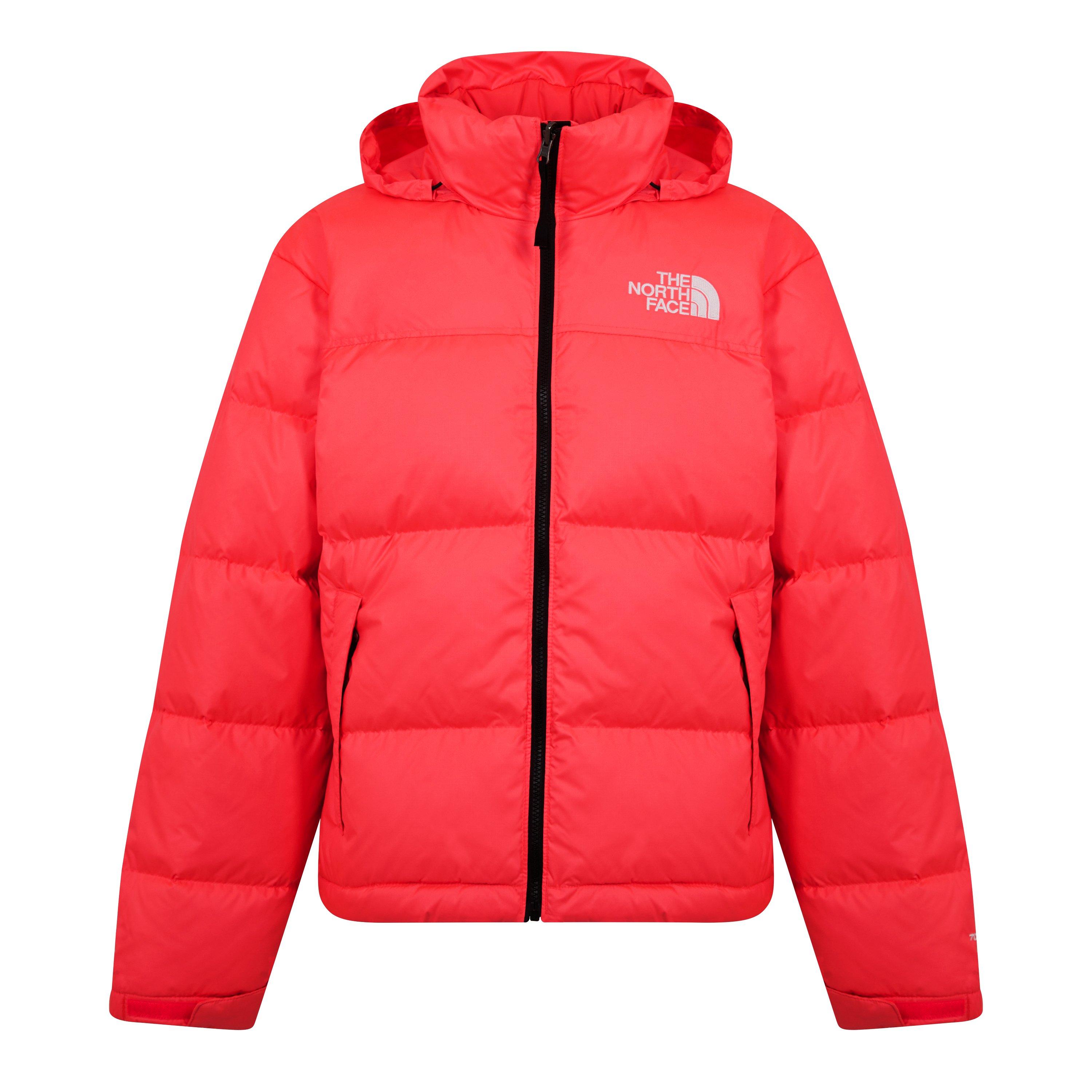 Nuptse Cropped Jacket North Face Puffer Coat Red Women's Cold