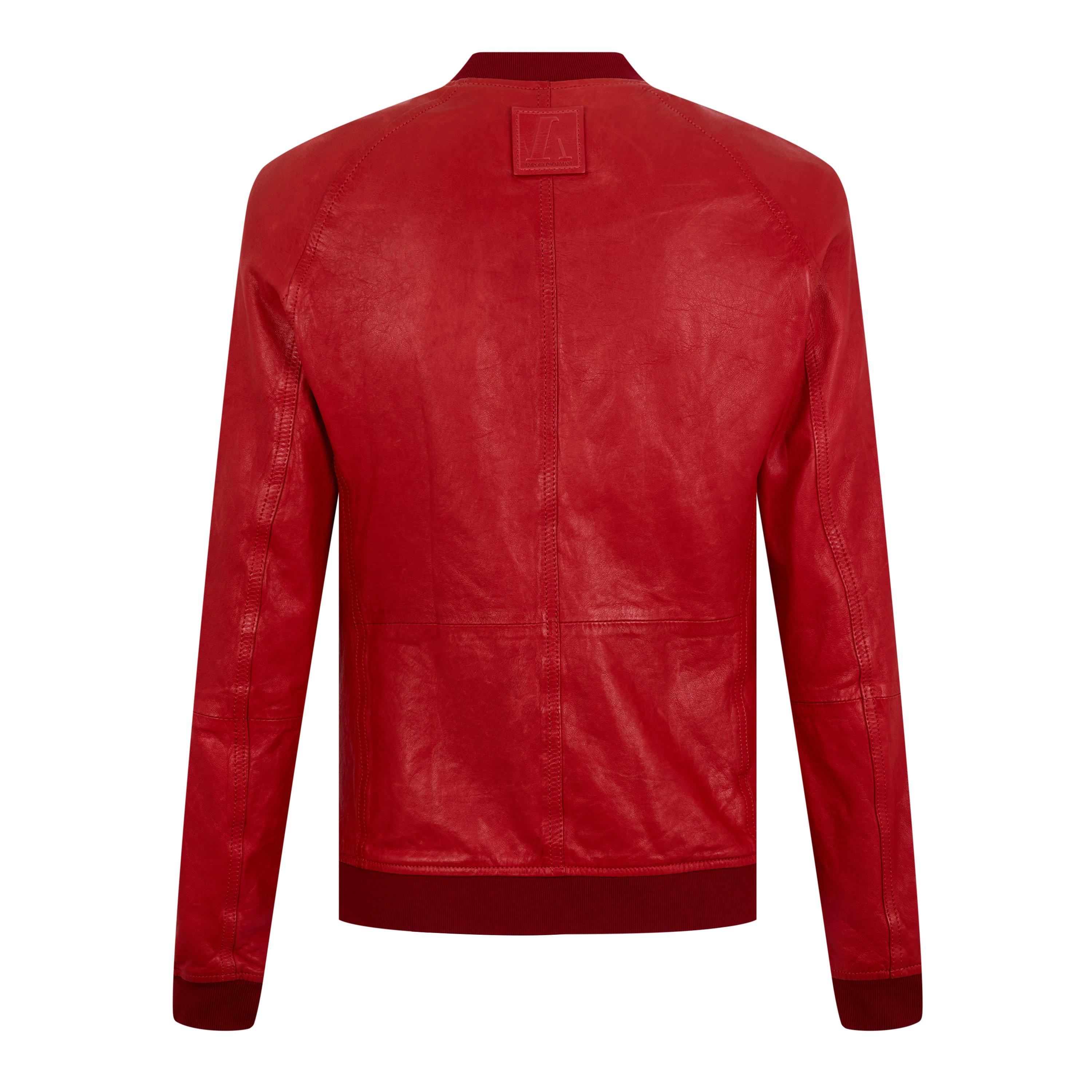 Coral - Emporio Armani - Men's Leather Bomber Jacket - 2