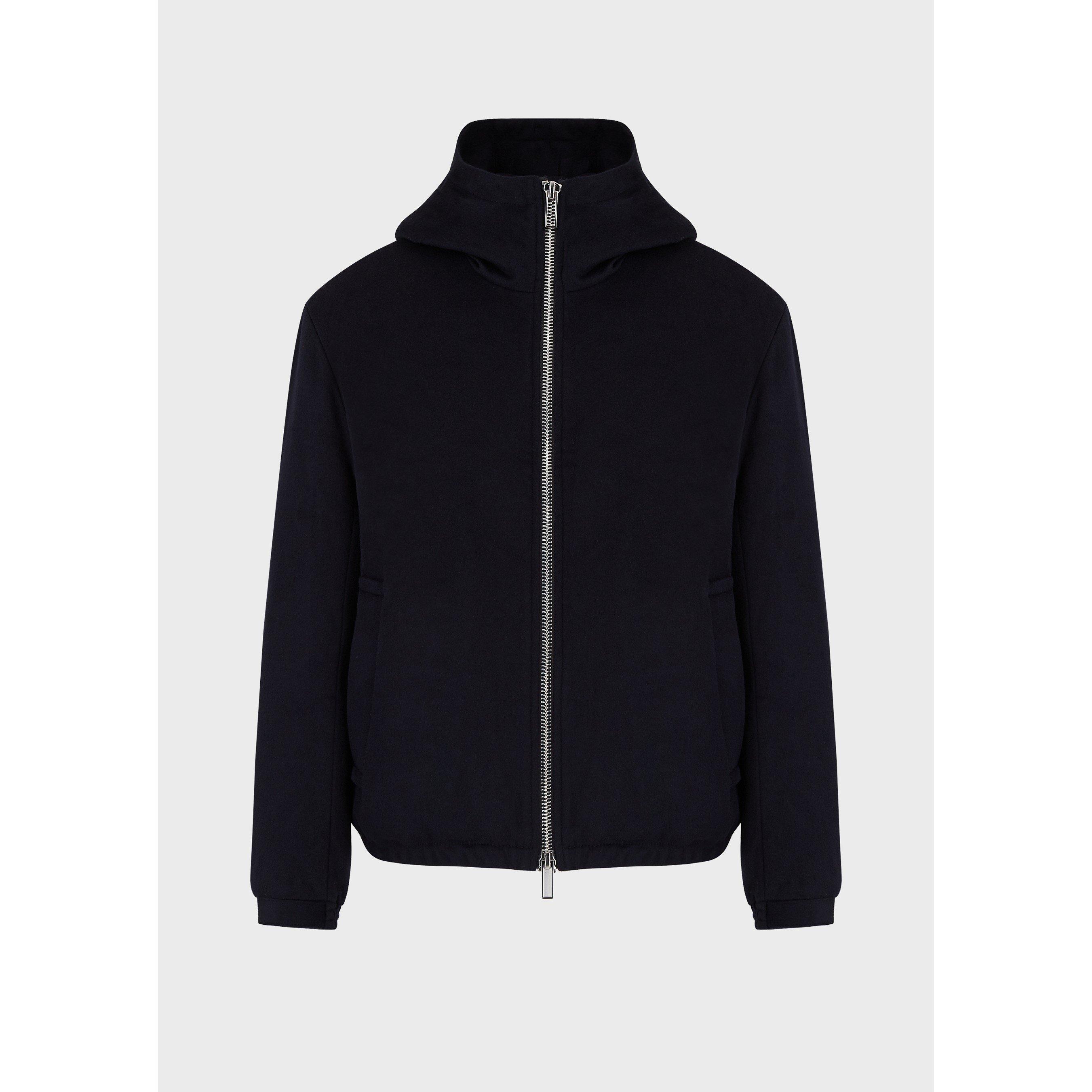 Navy Blue - Emporio Armani - Men's Zipped Italian Style Ribbed Bomber Jacket - 6