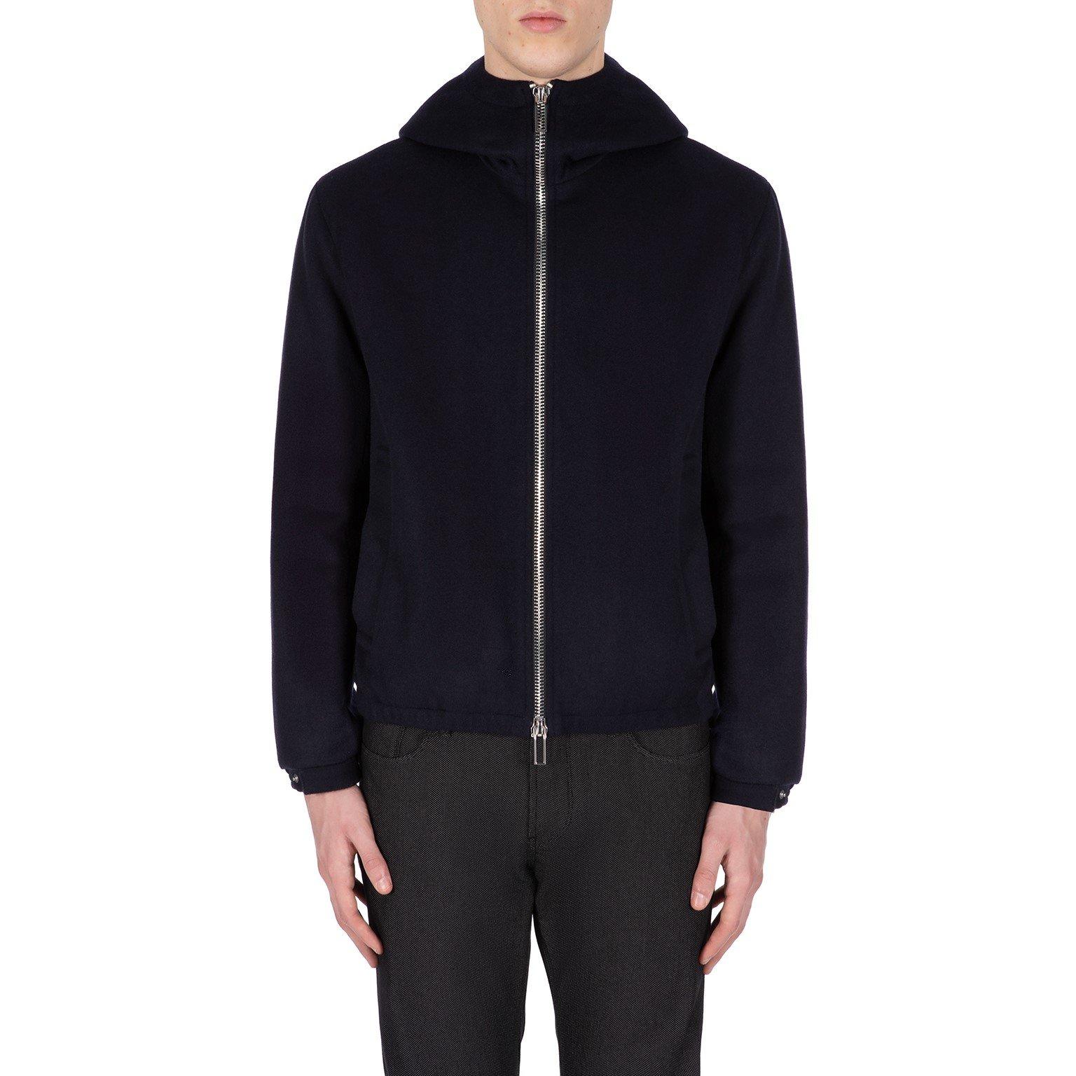 Navy Blue - Emporio Armani - Men's Zipped Italian Style Ribbed Bomber Jacket - 5