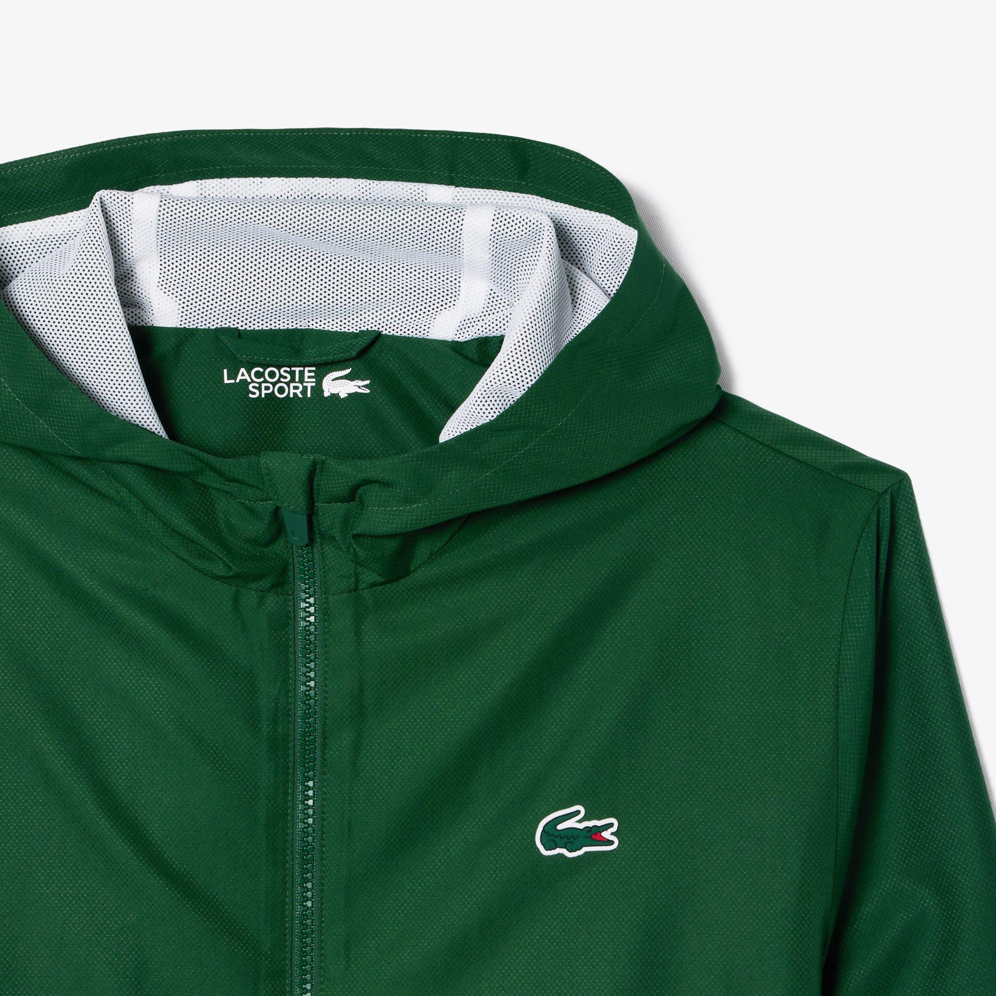 Grün/Weiß - Lacoste - Men's Stripe Track Water Repellent Wind Resistant Long Sleeve Softshell Jacket - 3
